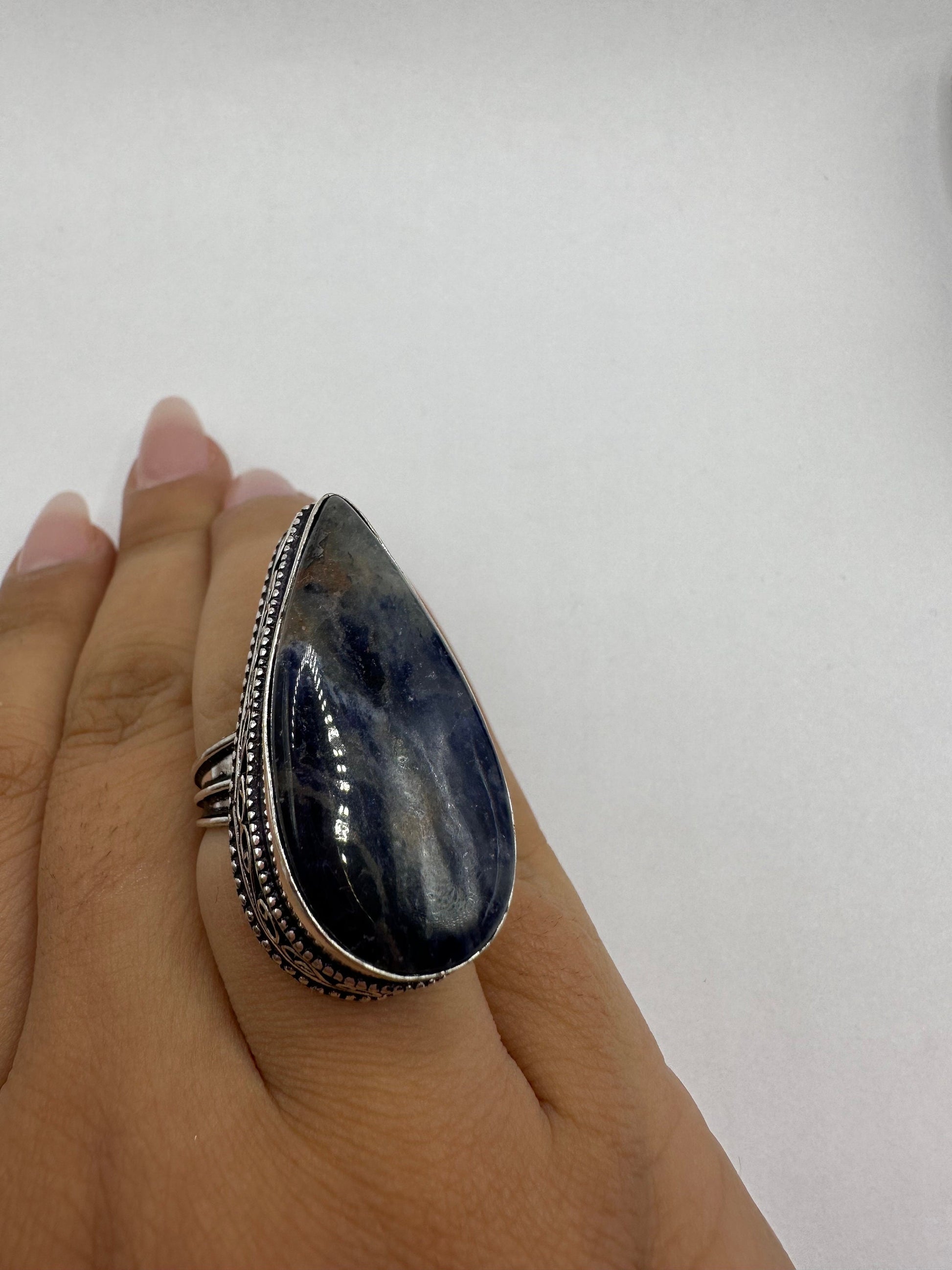 Vintage Blue Genuine Lapis Lazuli Cocktail Ring