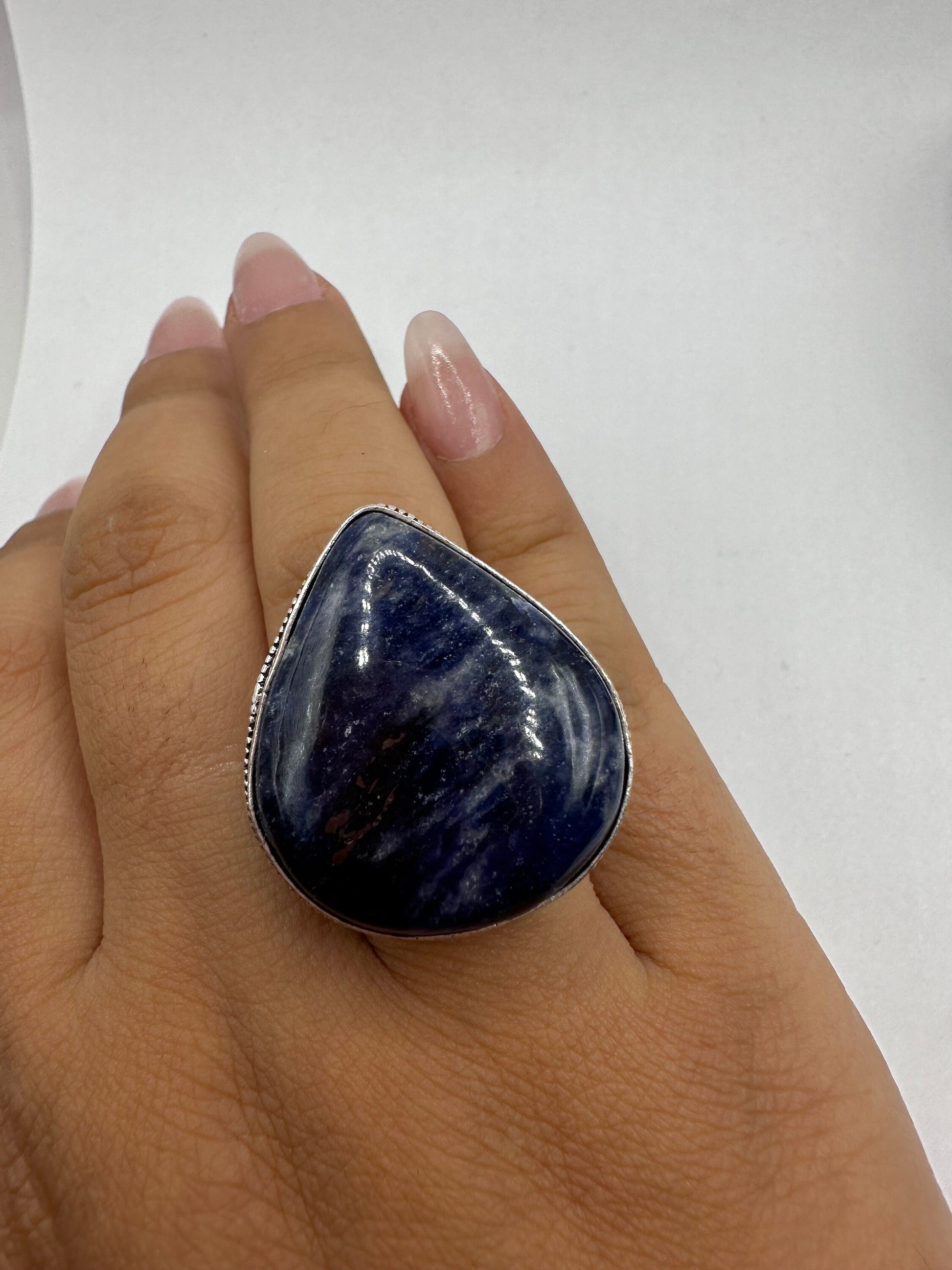 Vintage Blue Genuine Lapis Lazuli Cocktail Ring