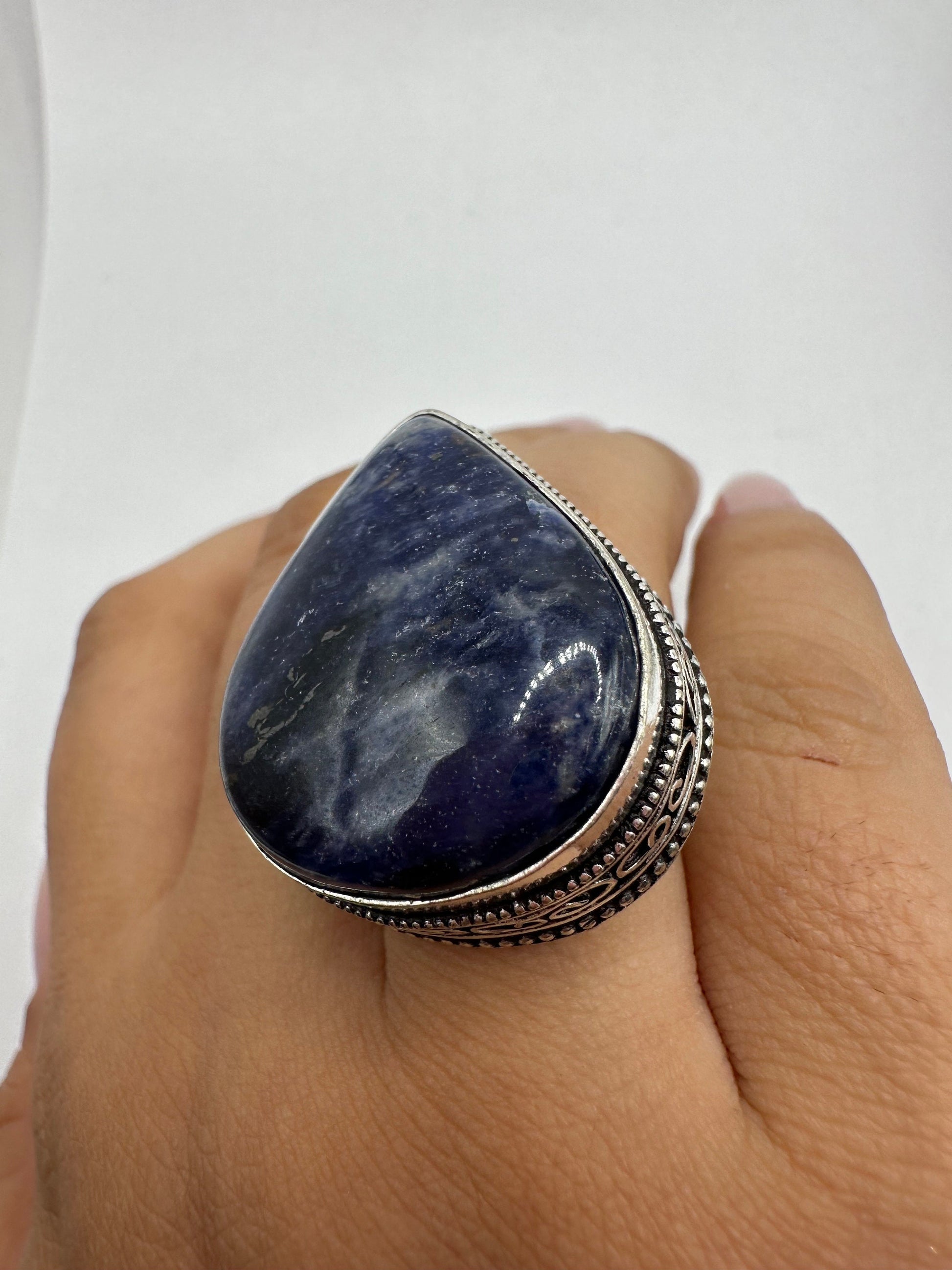Vintage Blue Genuine Lapis Lazuli Cocktail Ring