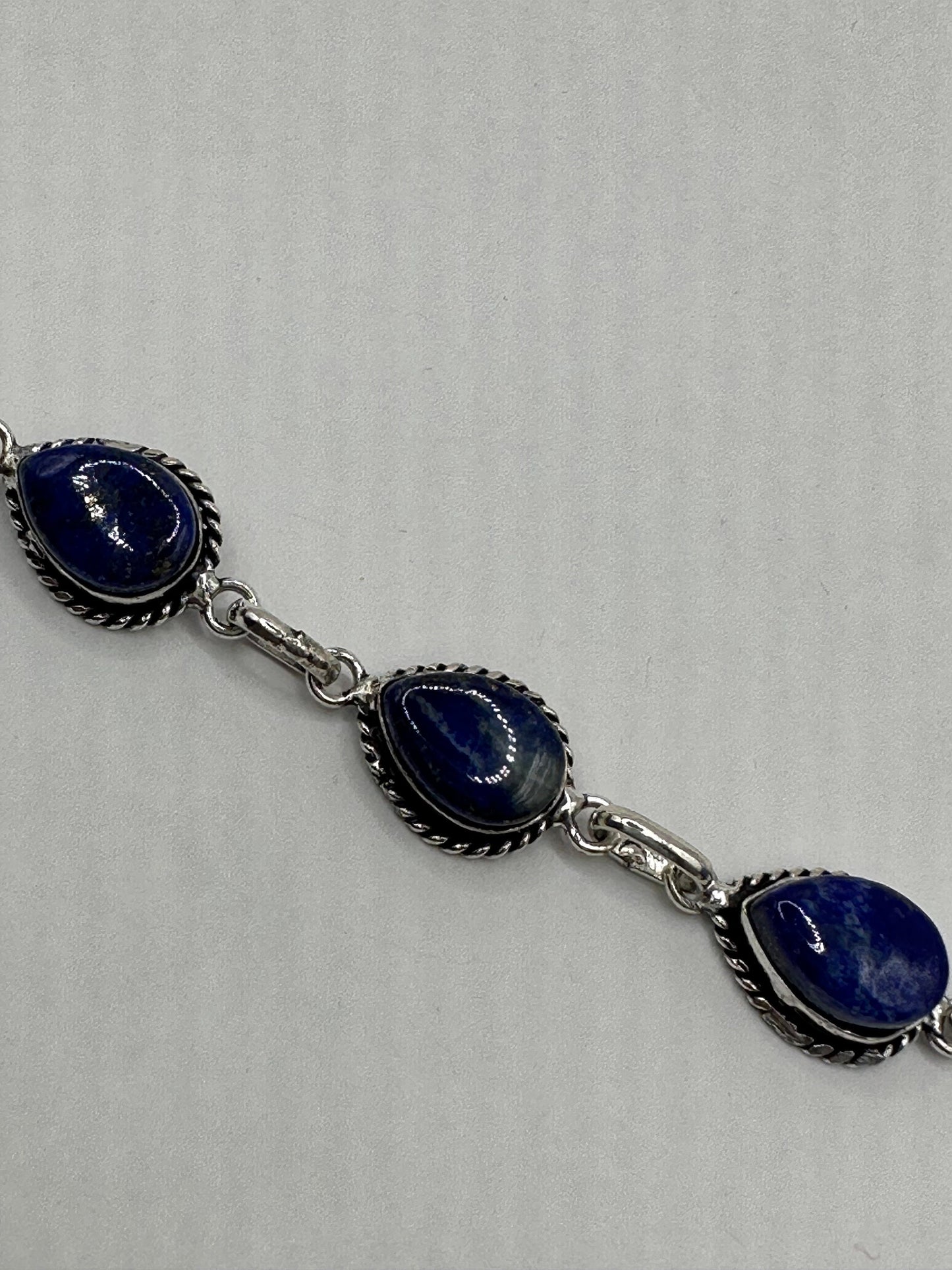 vintage Blue lapis lazuli Silver Boho Bracelet