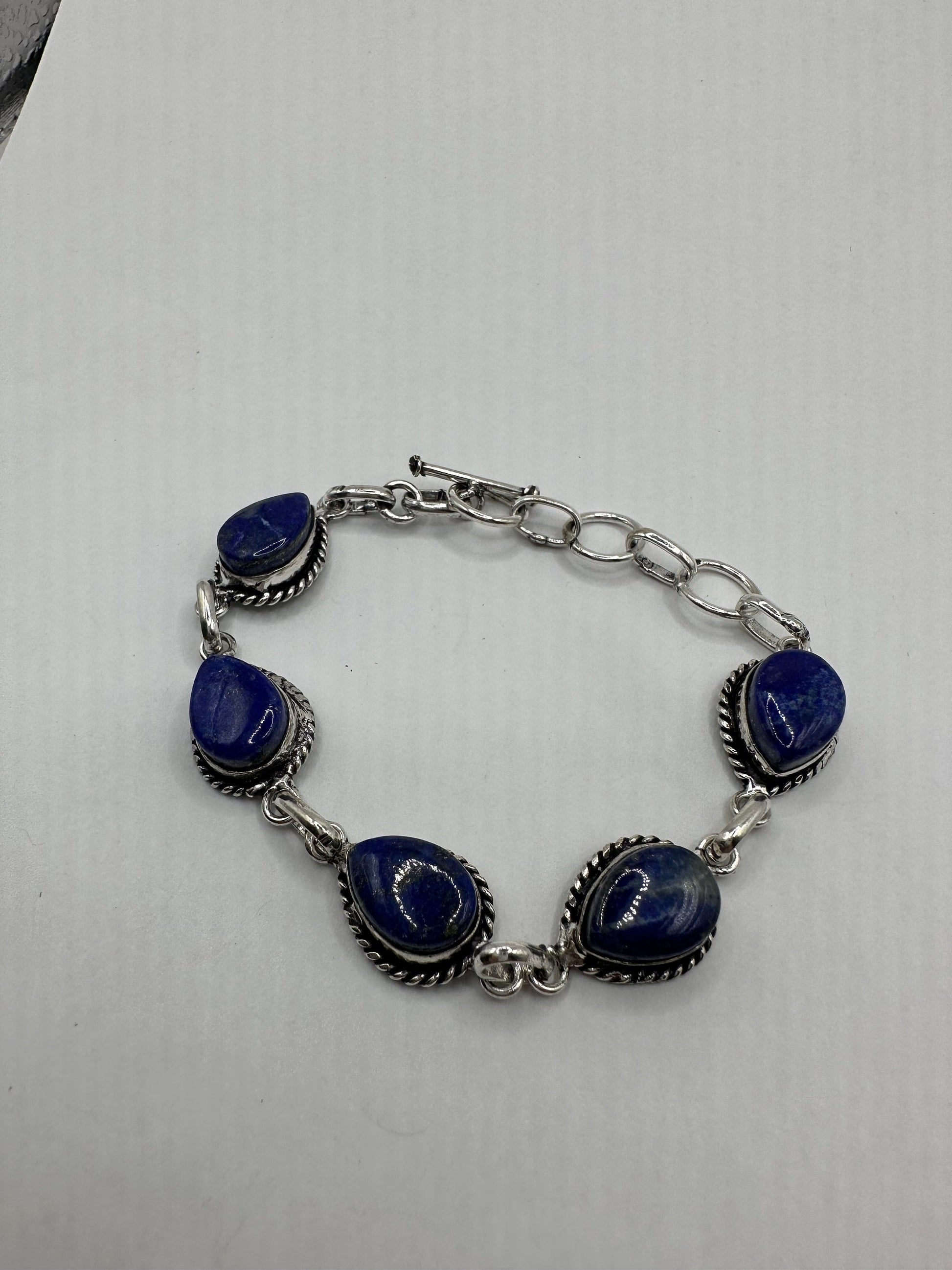 vintage Blue lapis lazuli Silver Boho Bracelet