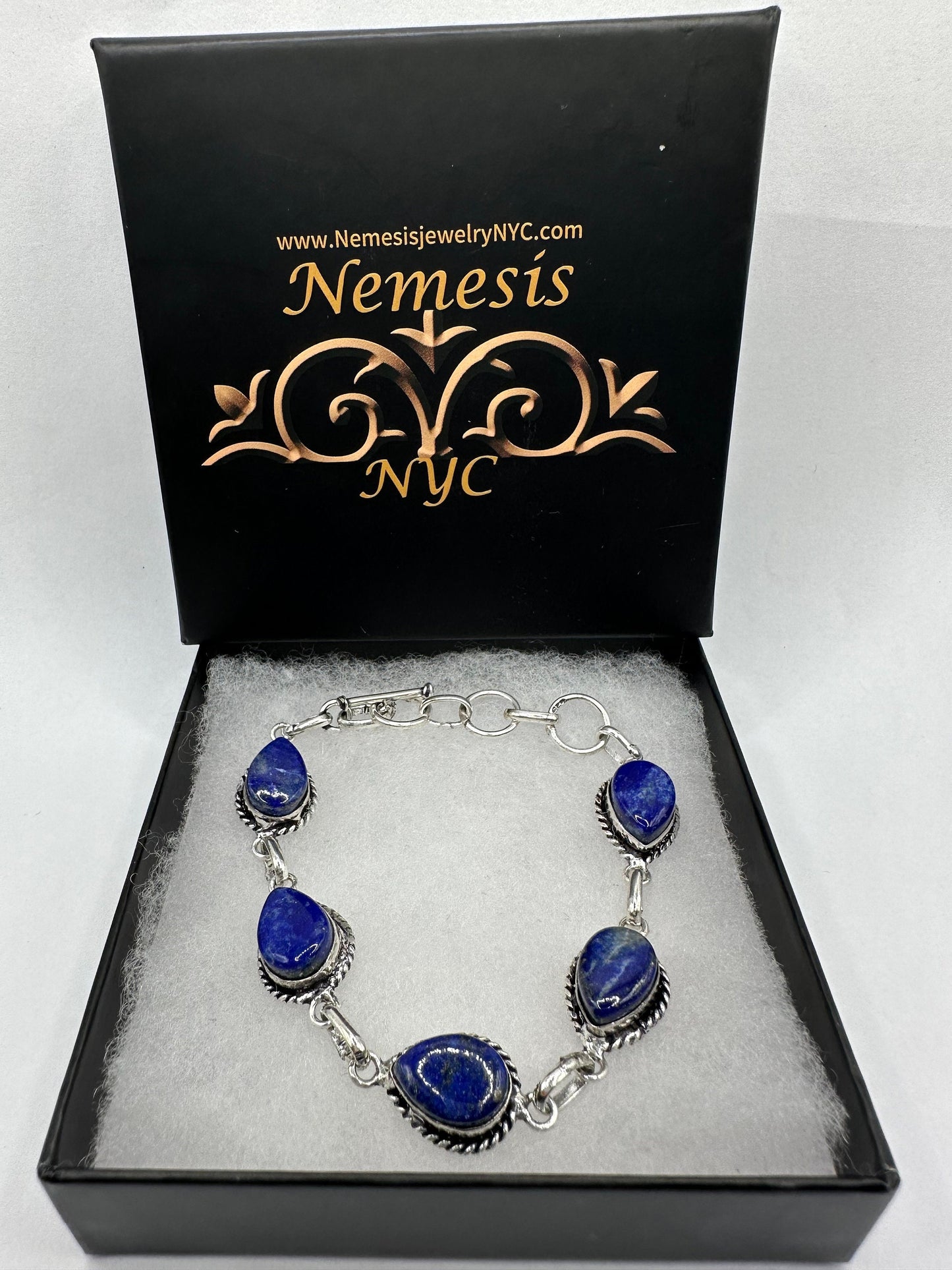 vintage Blue lapis lazuli Silver Boho Bracelet