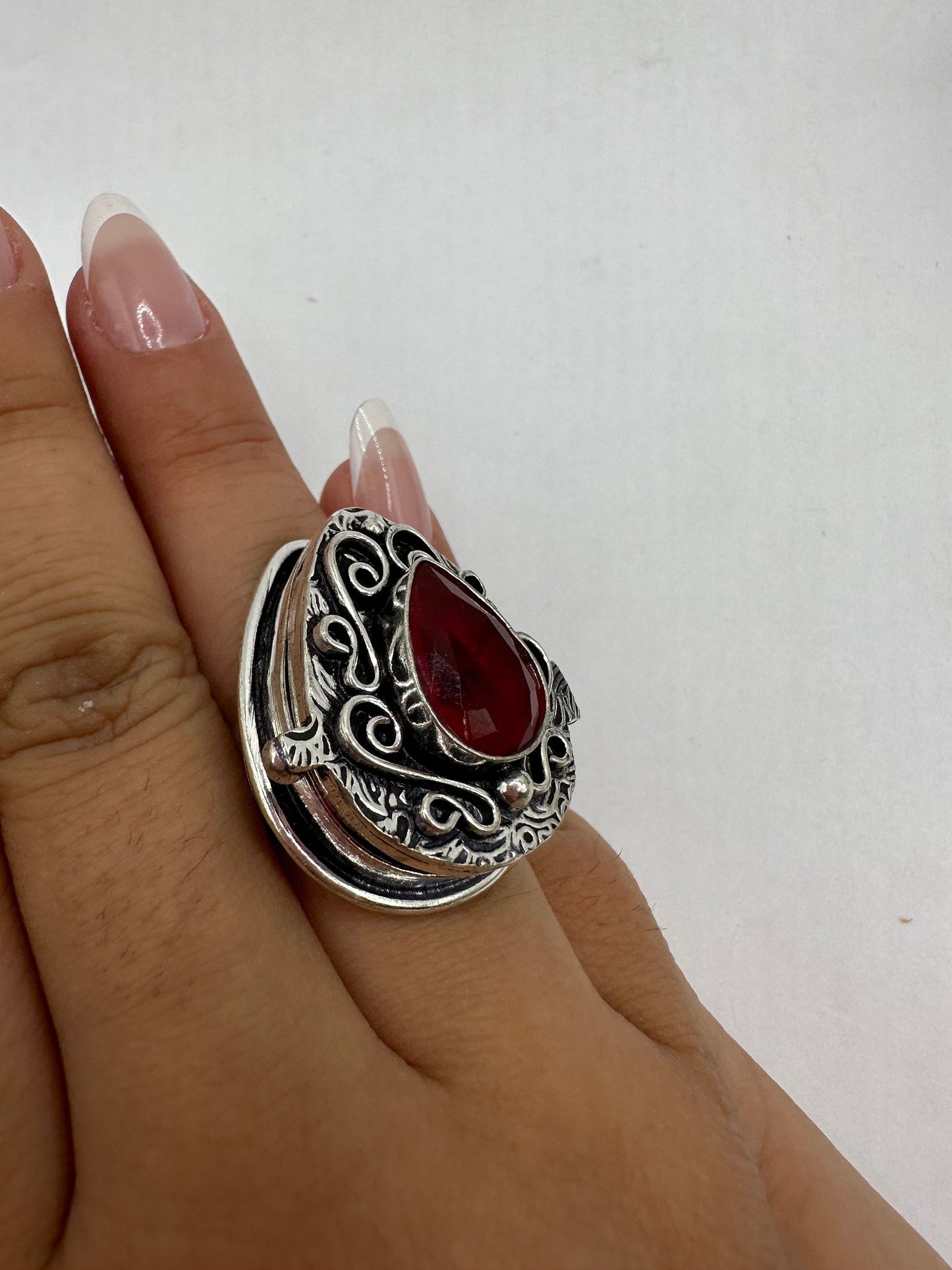 Vintage White Bronze Poison Pillbox Ring