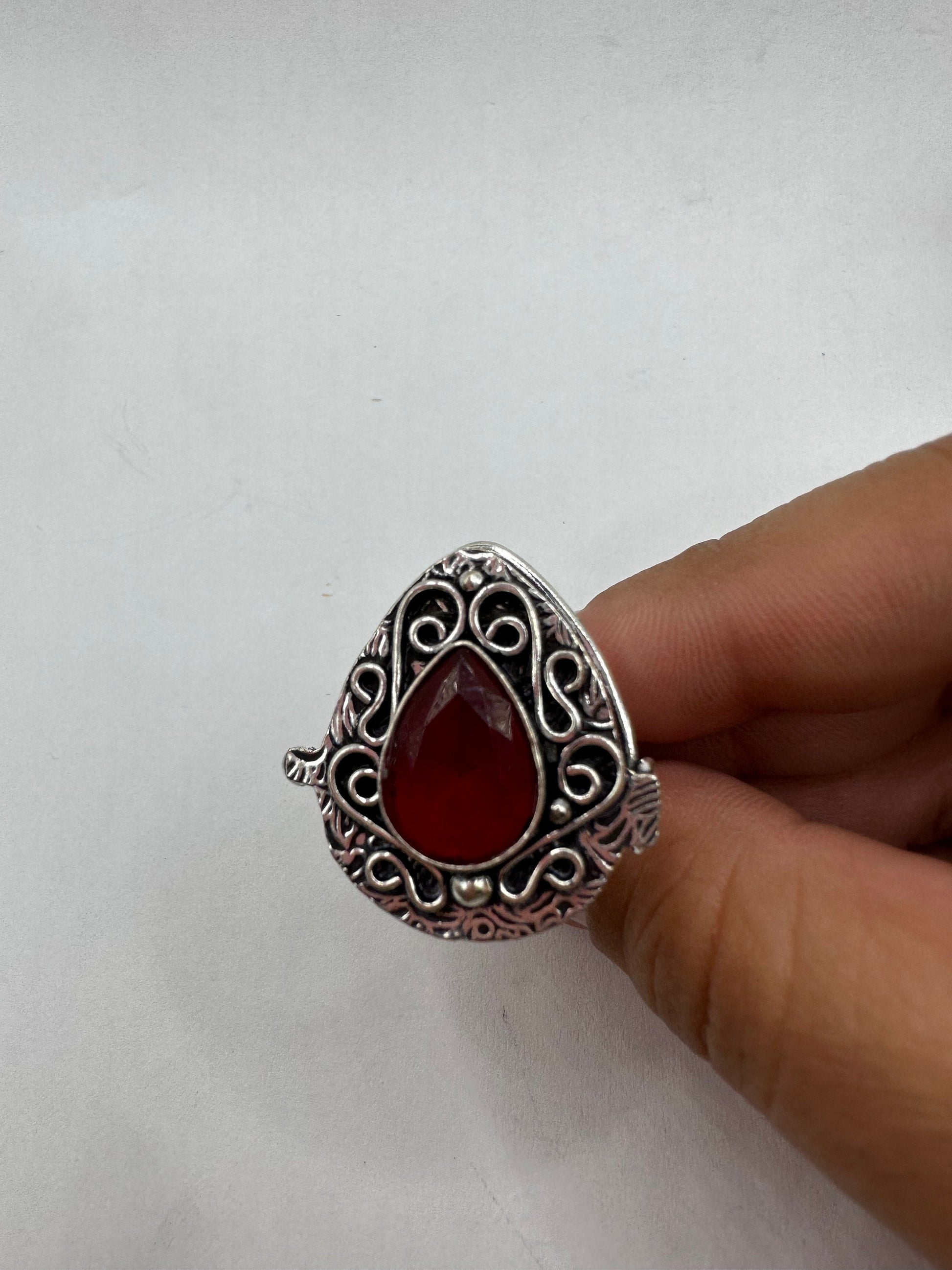 Vintage White Bronze Poison Pillbox Ring