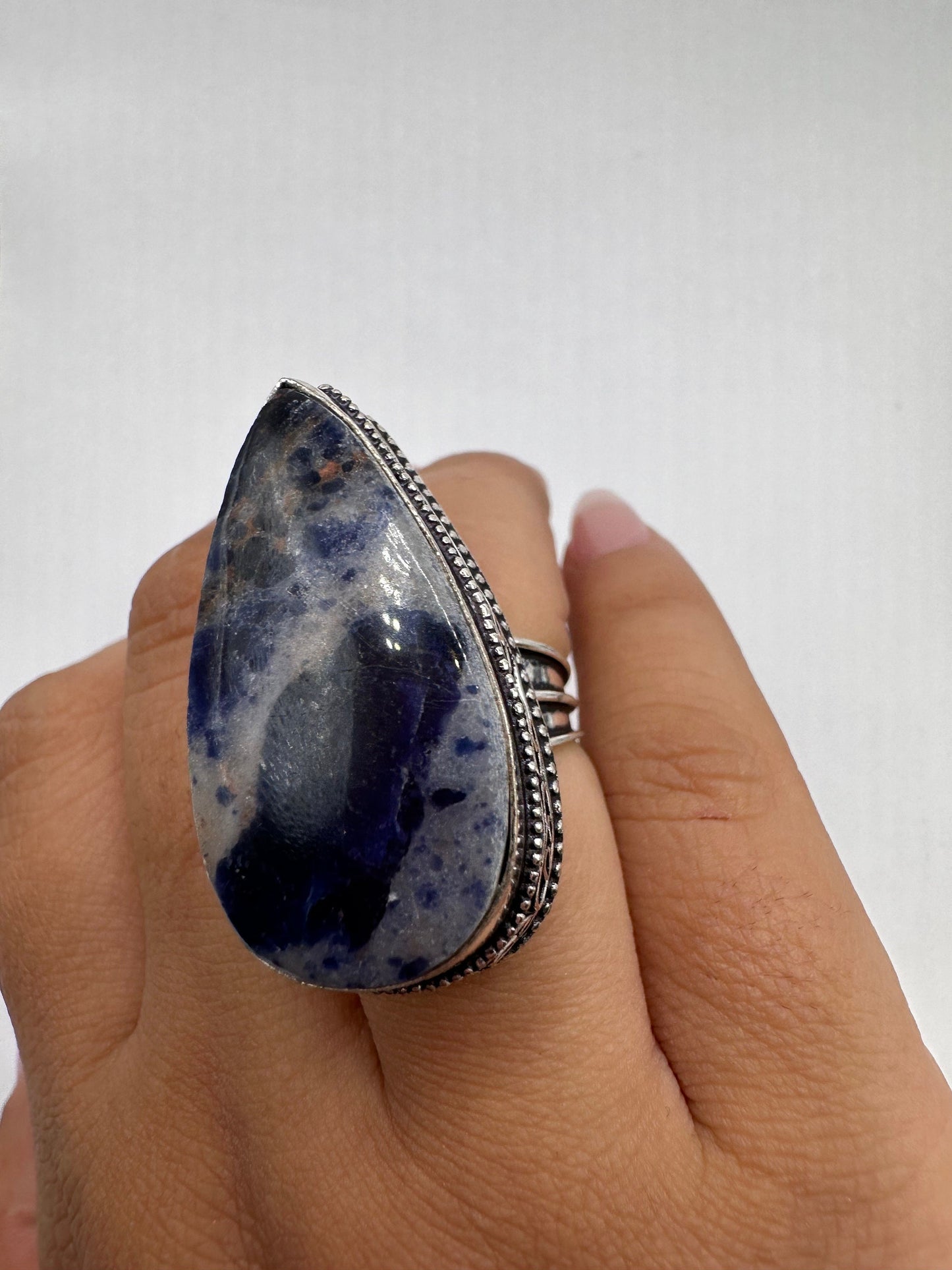 Vintage Blue Genuine Lapis Lazuli Cocktail Ring