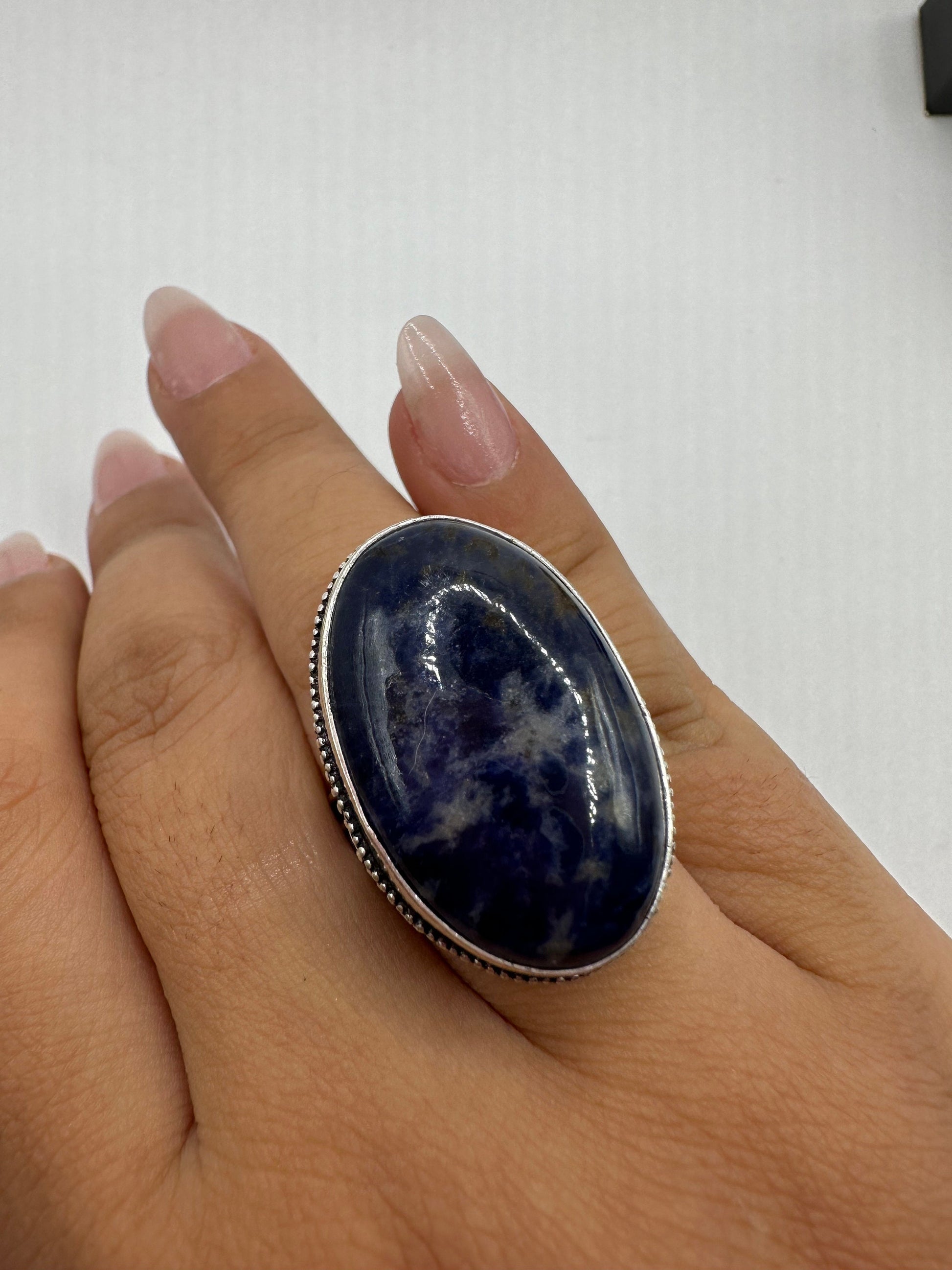 Vintage Blue Genuine Lapis Lazuli Cocktail Ring