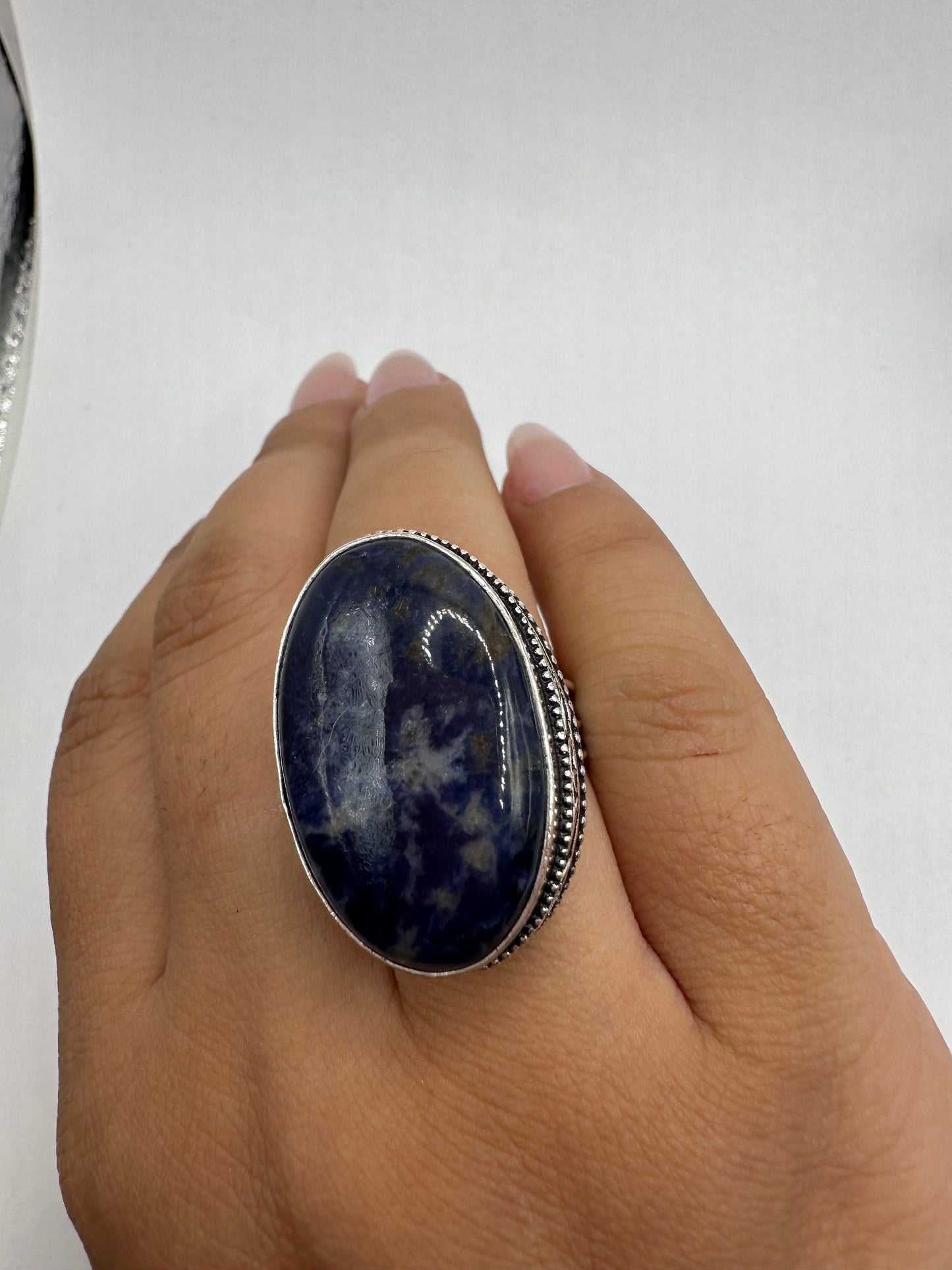 Vintage Blue Genuine Lapis Lazuli Cocktail Ring