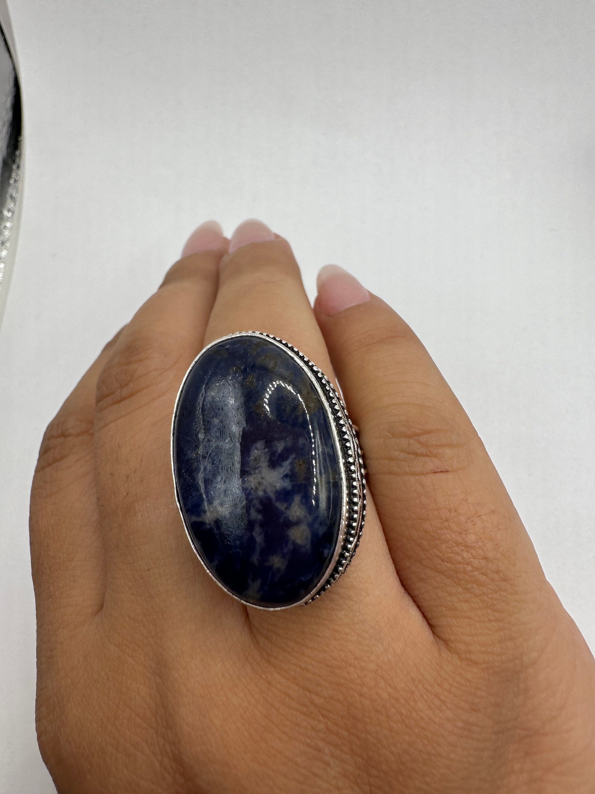 Vintage Blue Genuine Lapis Lazuli Cocktail Ring