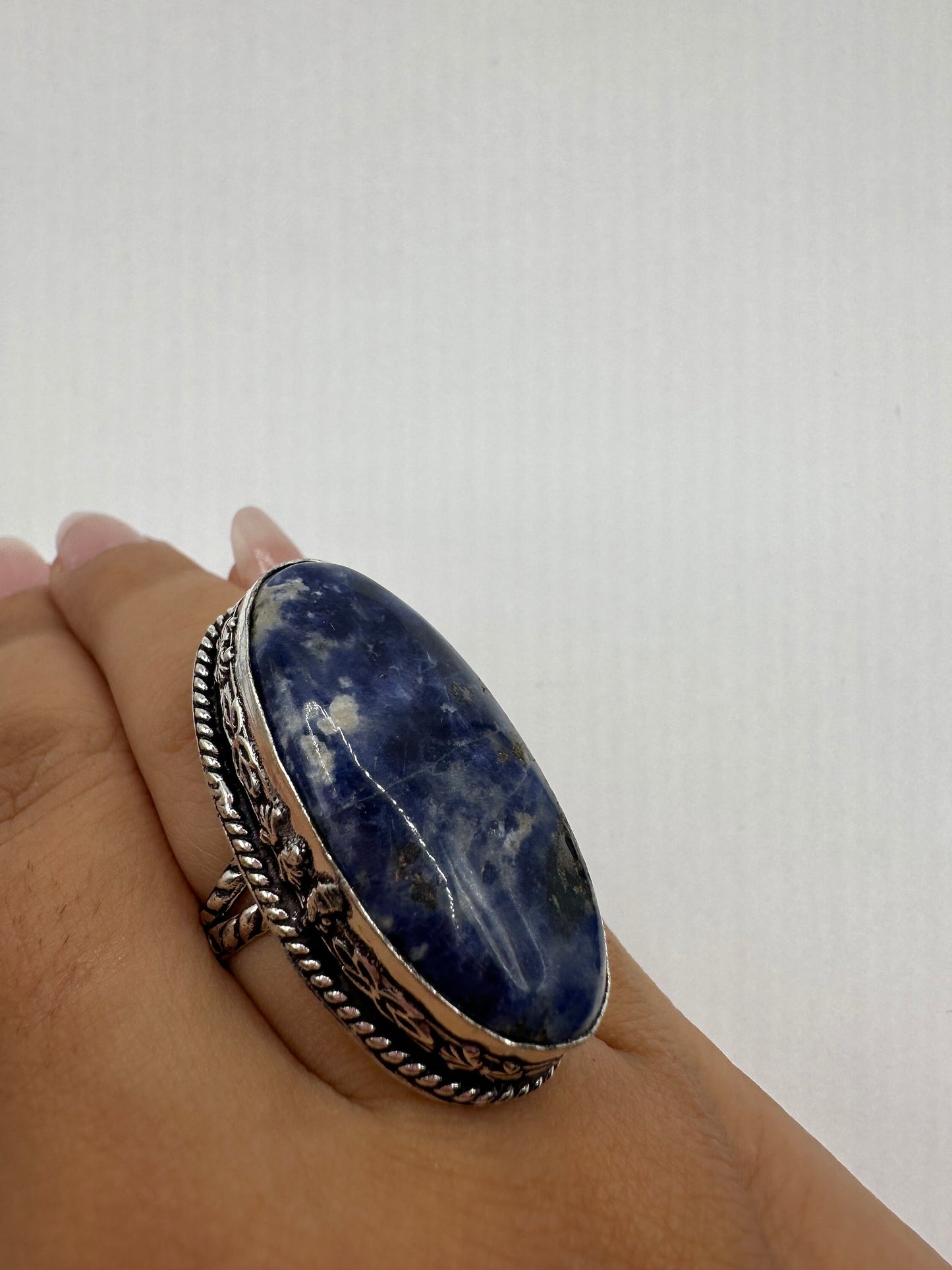 Vintage Blue Genuine Lapis Lazuli Cocktail Ring