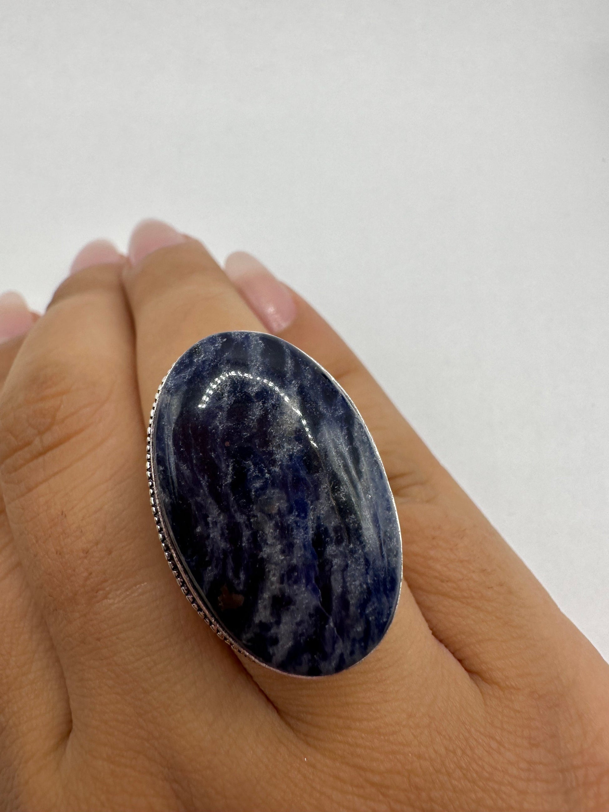 Vintage Blue Genuine Lapis Lazuli Cocktail Ring