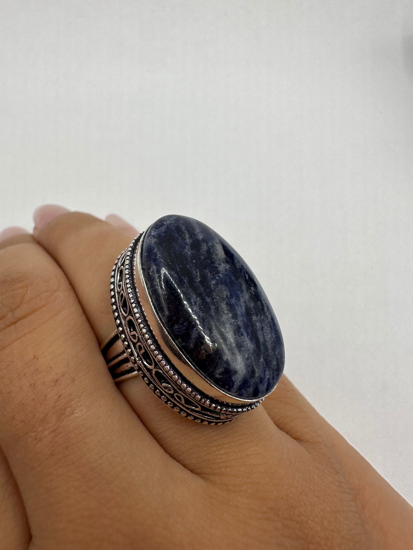 Vintage Blue Genuine Lapis Lazuli Cocktail Ring