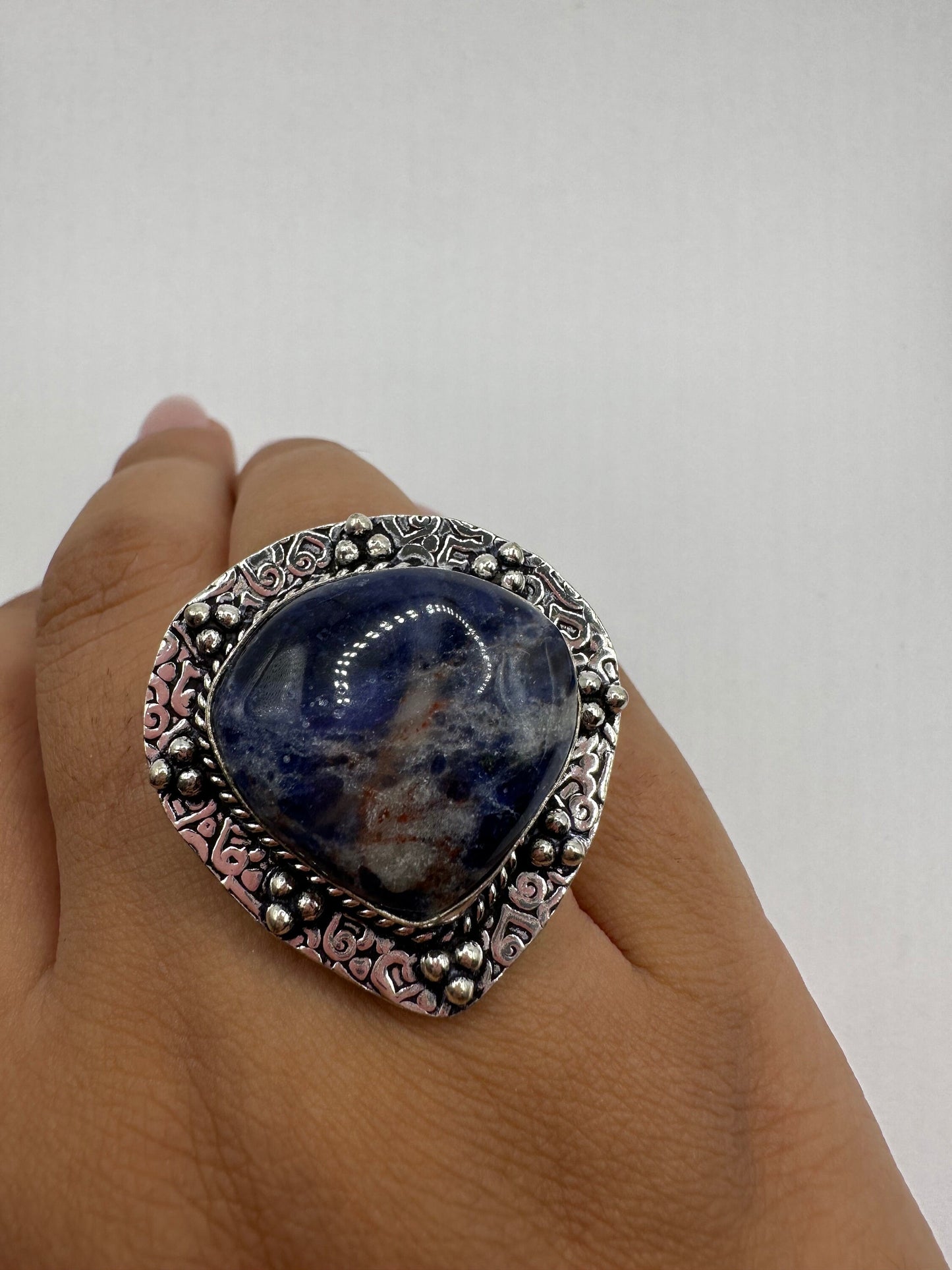 Vintage Blue Genuine Lapis Lazuli Cocktail Ring