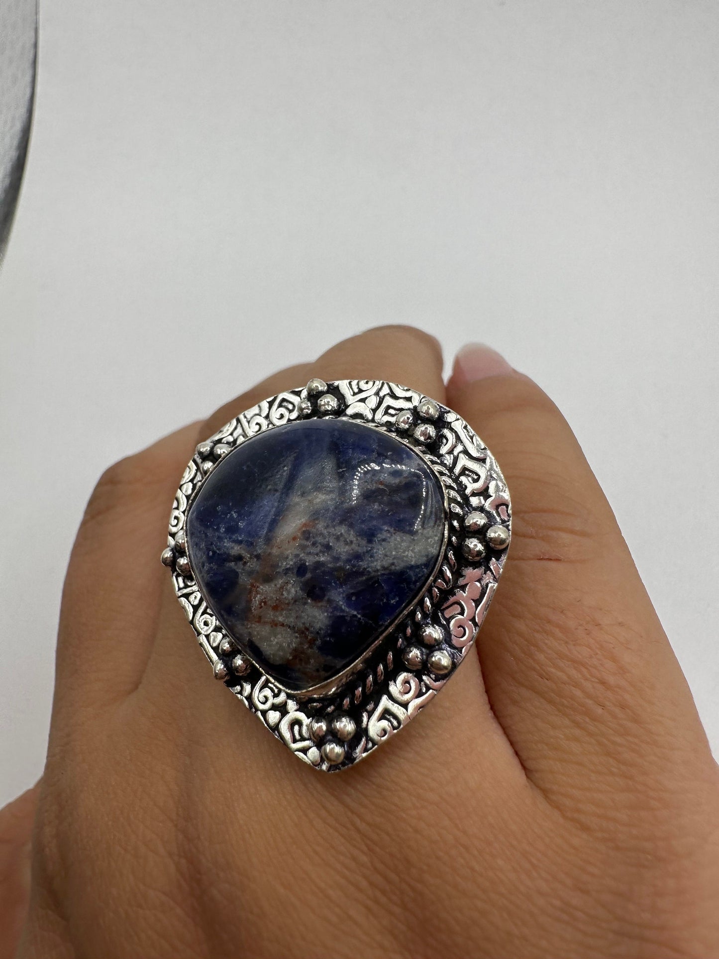 Vintage Blue Genuine Lapis Lazuli Cocktail Ring