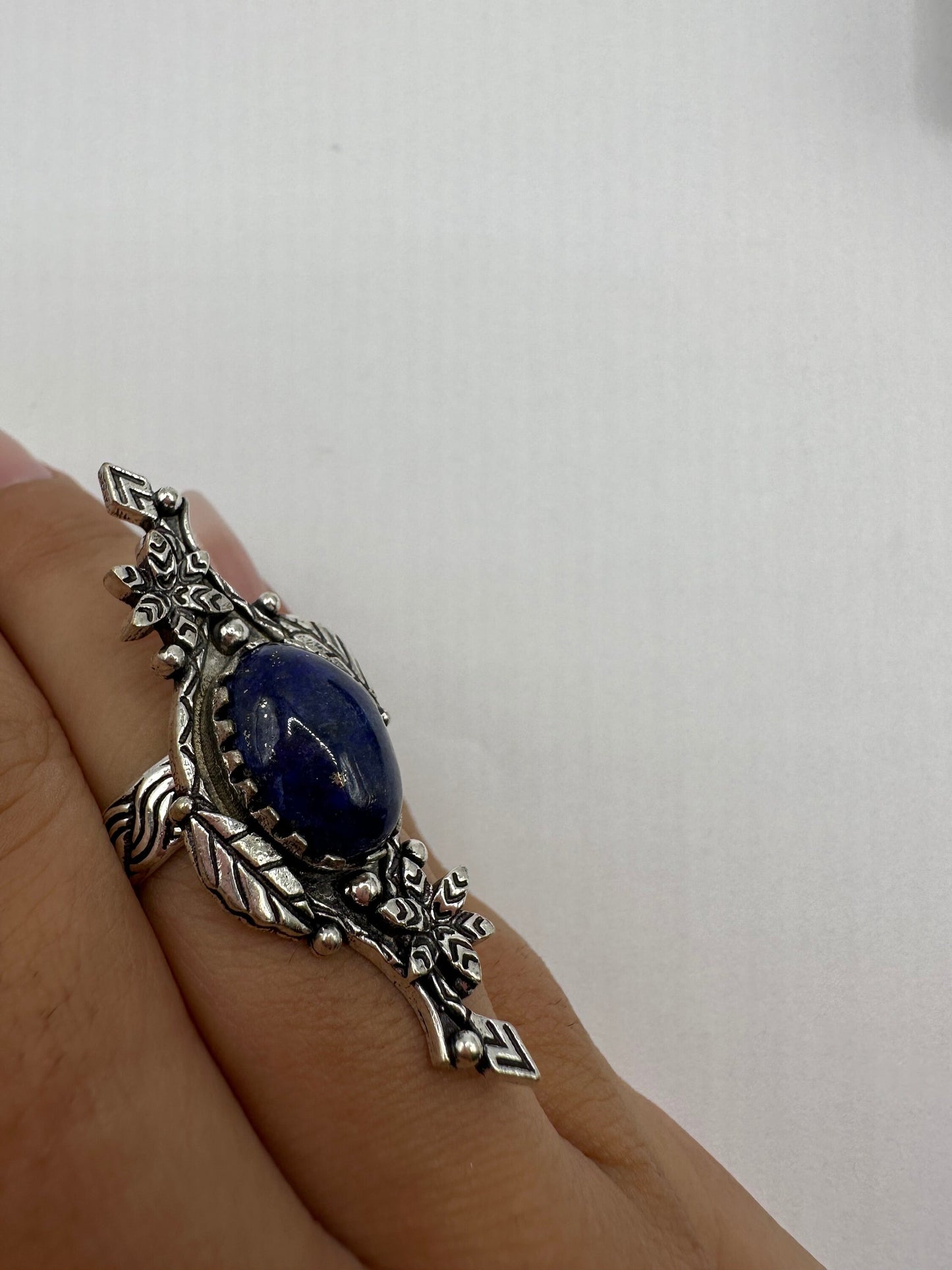 Vintage Blue Genuine Lapis Lazuli Cocktail Ring
