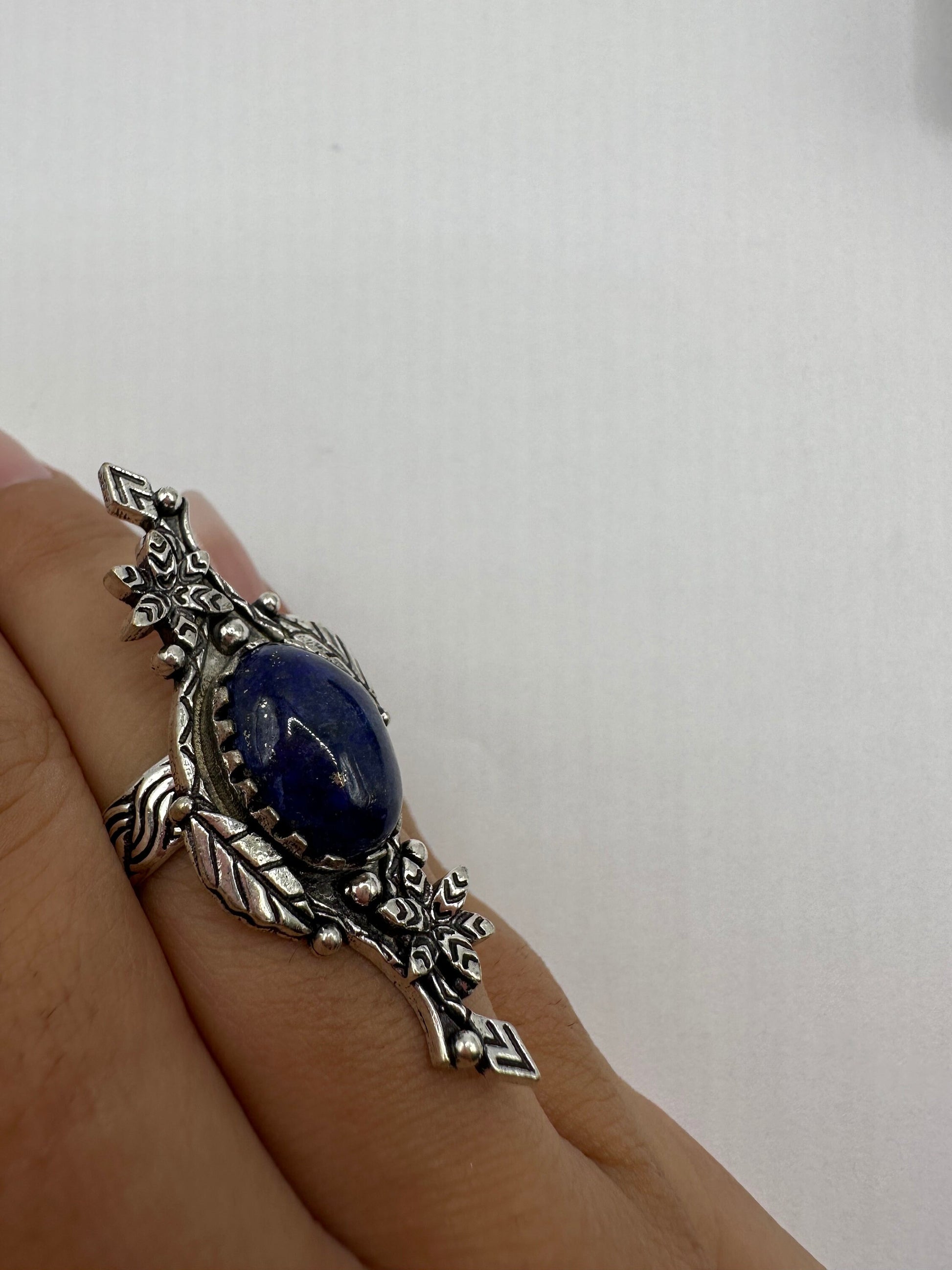 Vintage Blue Genuine Lapis Lazuli Cocktail Ring
