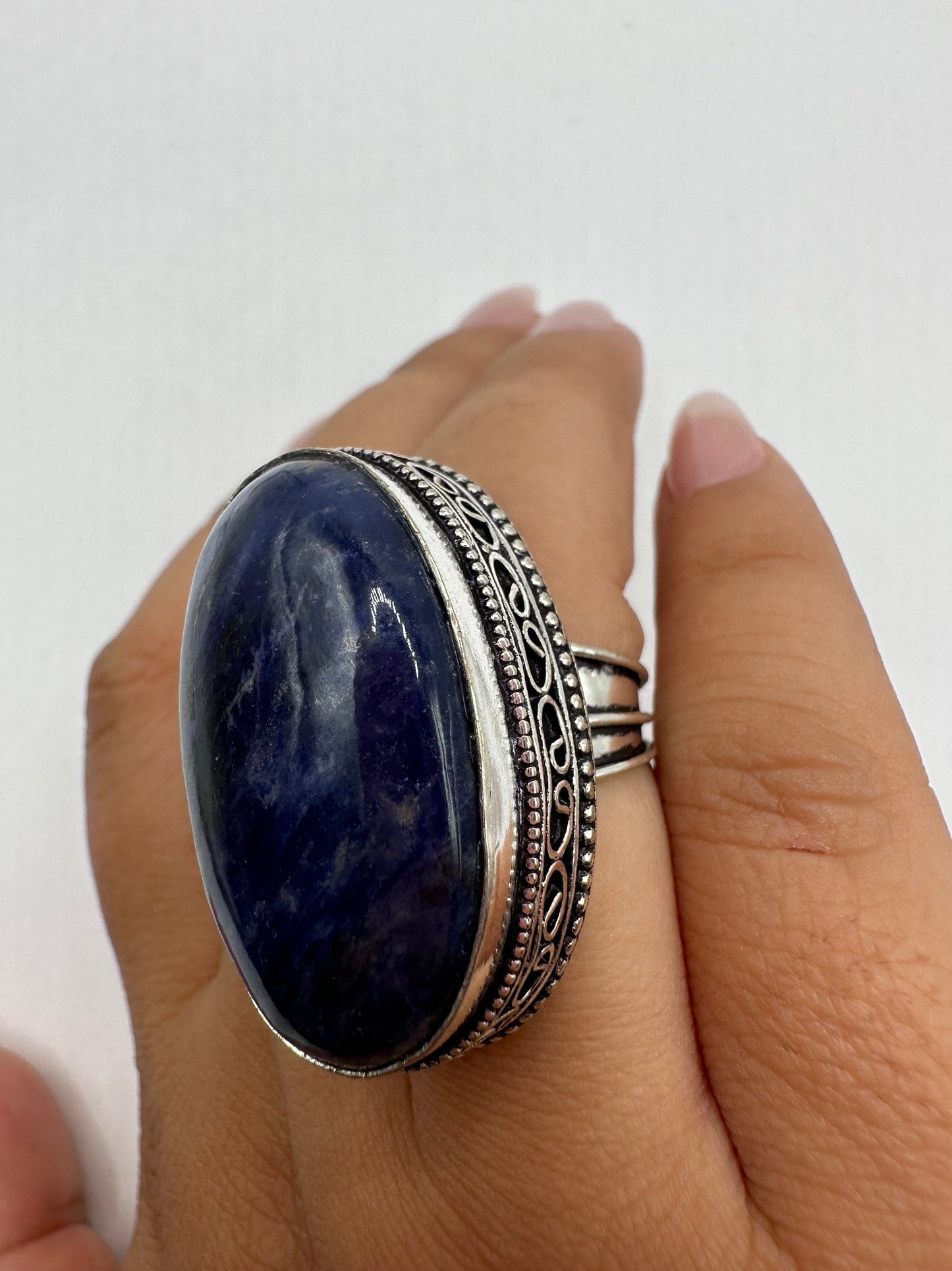 Vintage Blue Genuine Lapis Lazuli Cocktail Ring