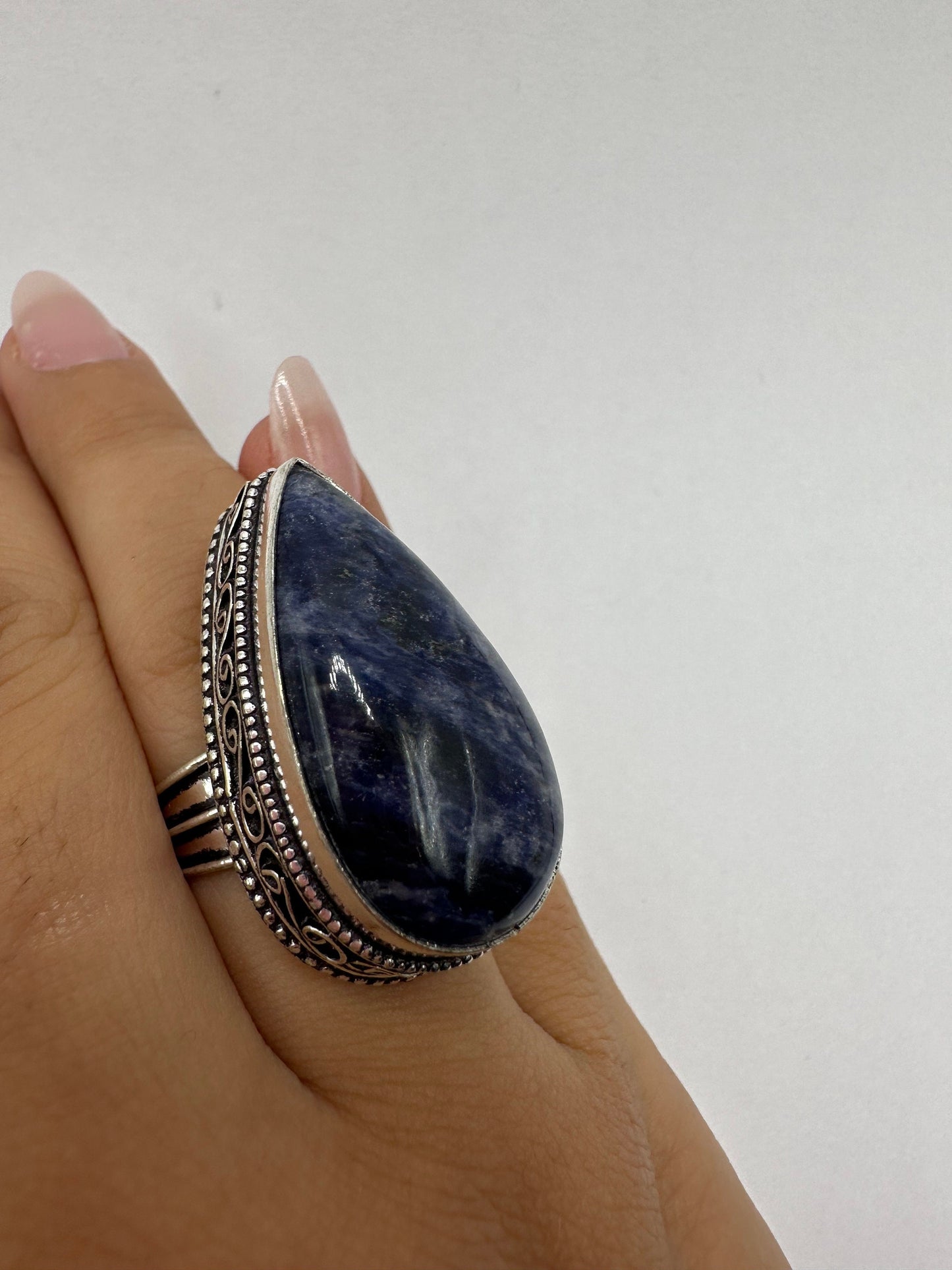 Vintage Blue Genuine Lapis Lazuli Cocktail Ring