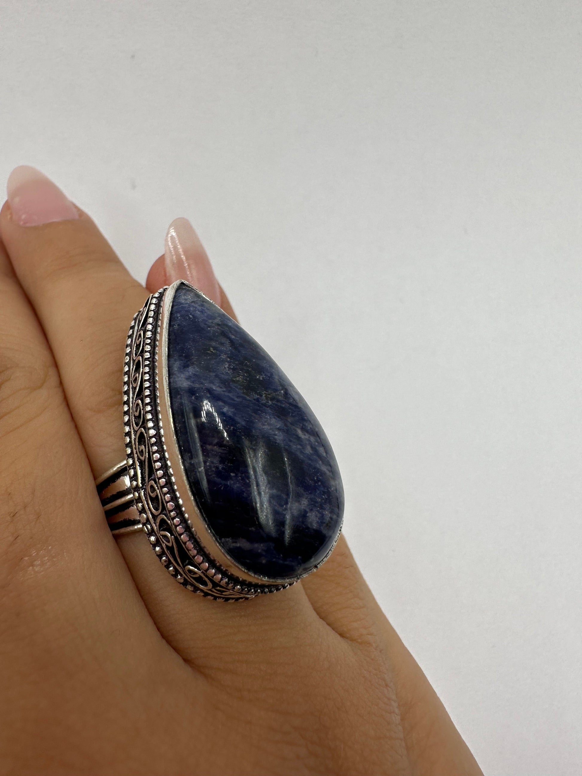 Vintage Blue Genuine Lapis Lazuli Cocktail Ring