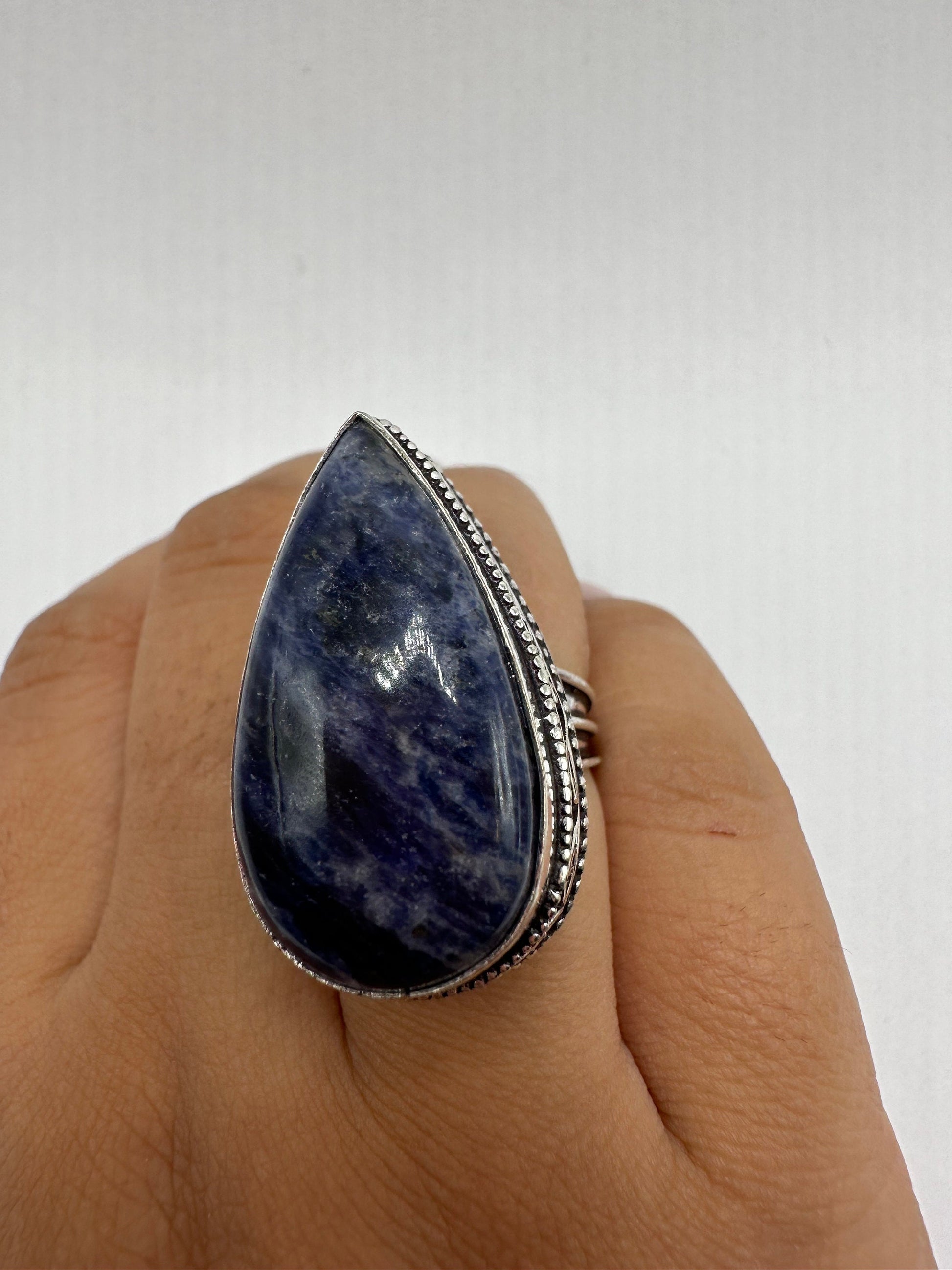 Vintage Blue Genuine Lapis Lazuli Cocktail Ring