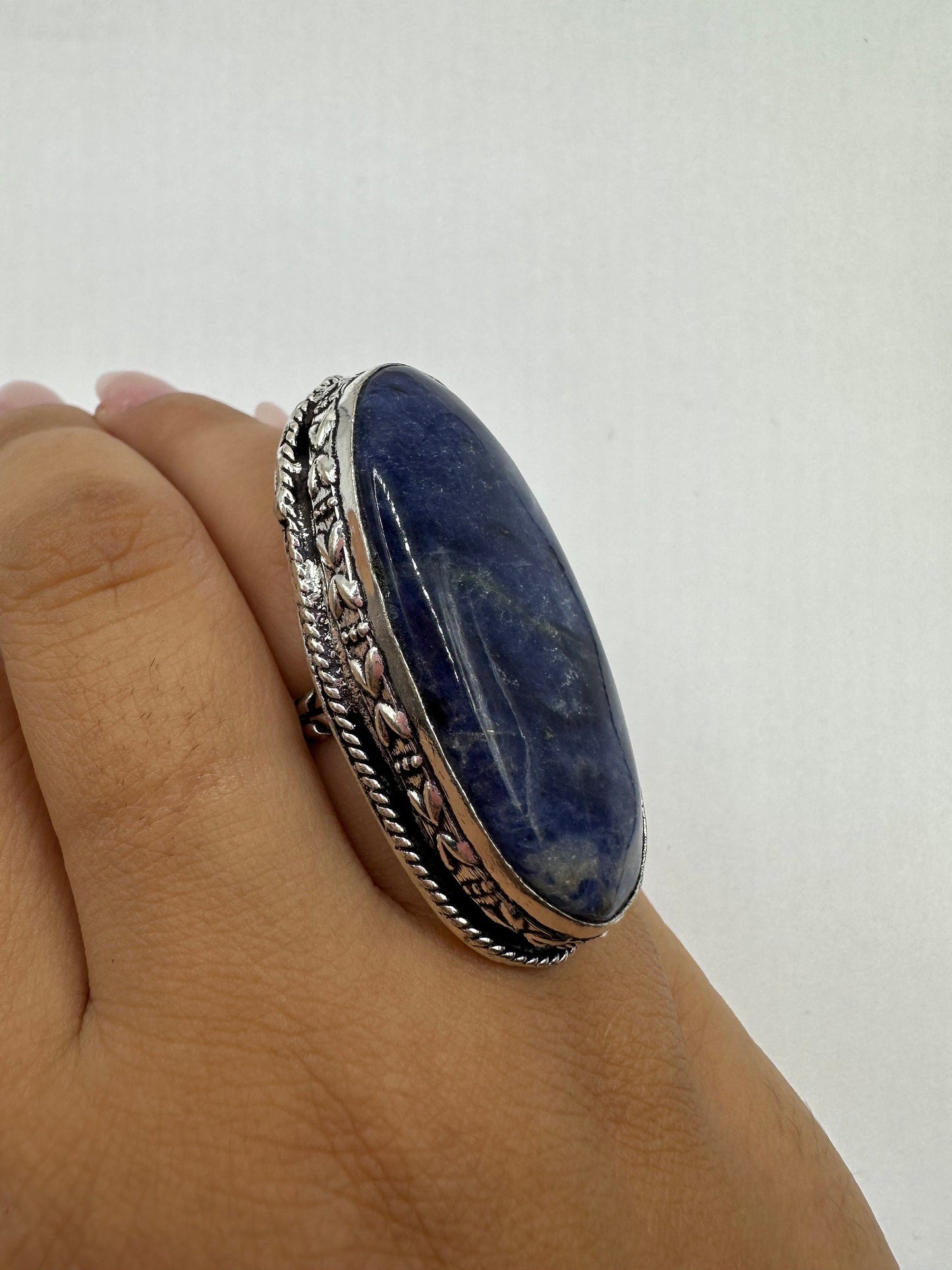 Vintage Blue Genuine Lapis Lazuli Cocktail Ring