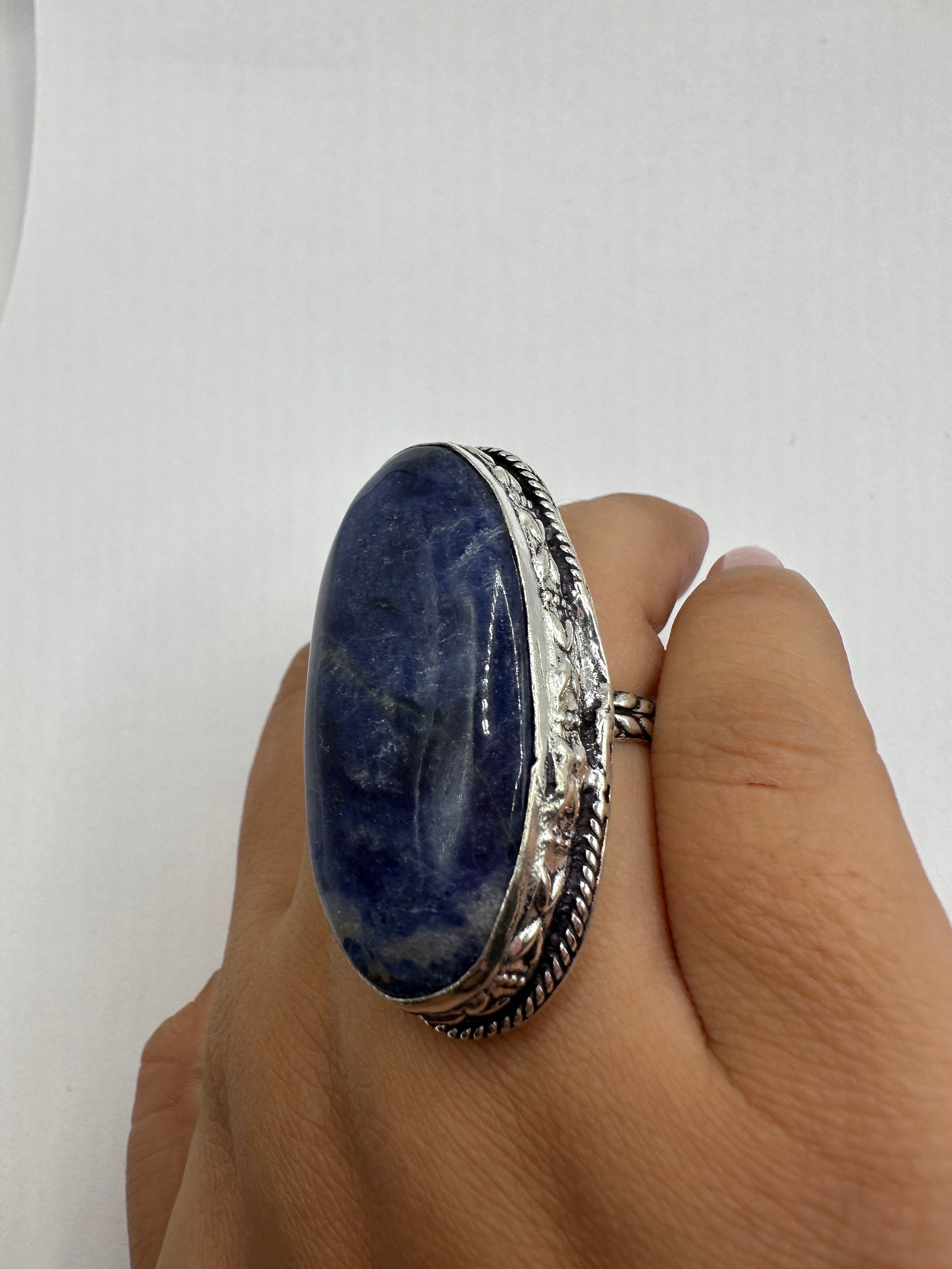Vintage Blue Genuine Lapis Lazuli Cocktail Ring