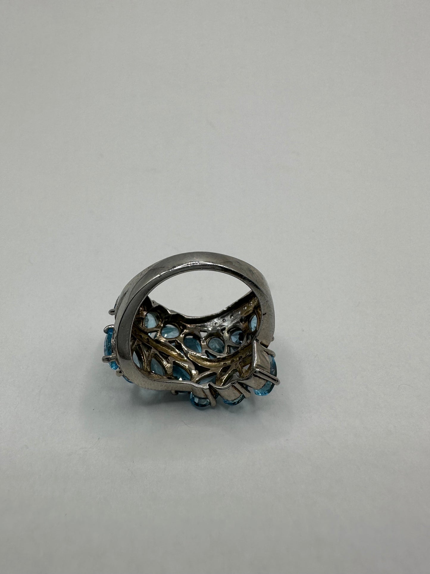 Vintage Genuine Blue Topaz 925 Sterling Silver Ring Size 6.75
