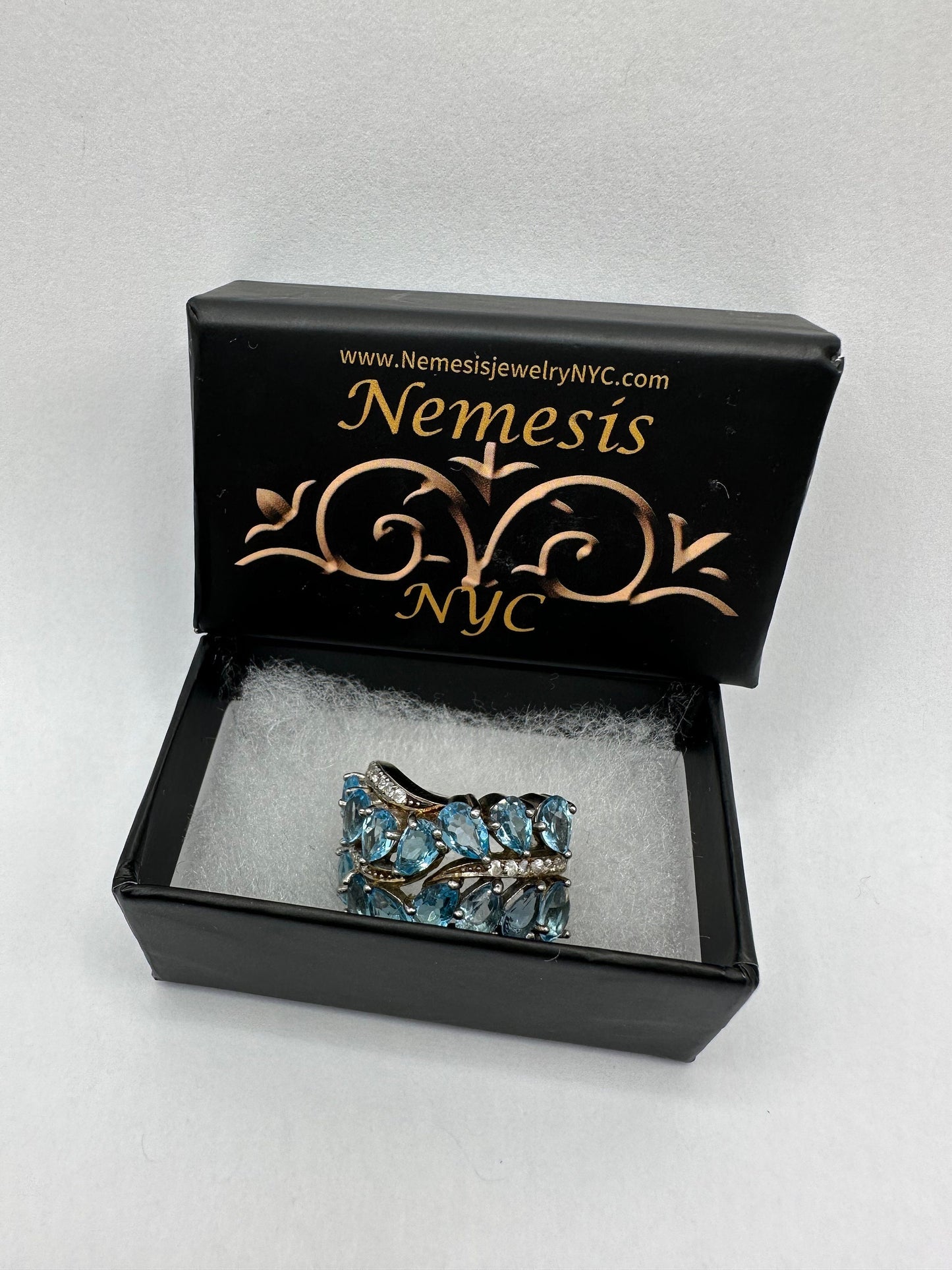 Vintage Genuine Blue Topaz 925 Sterling Silver Ring Size 6.75