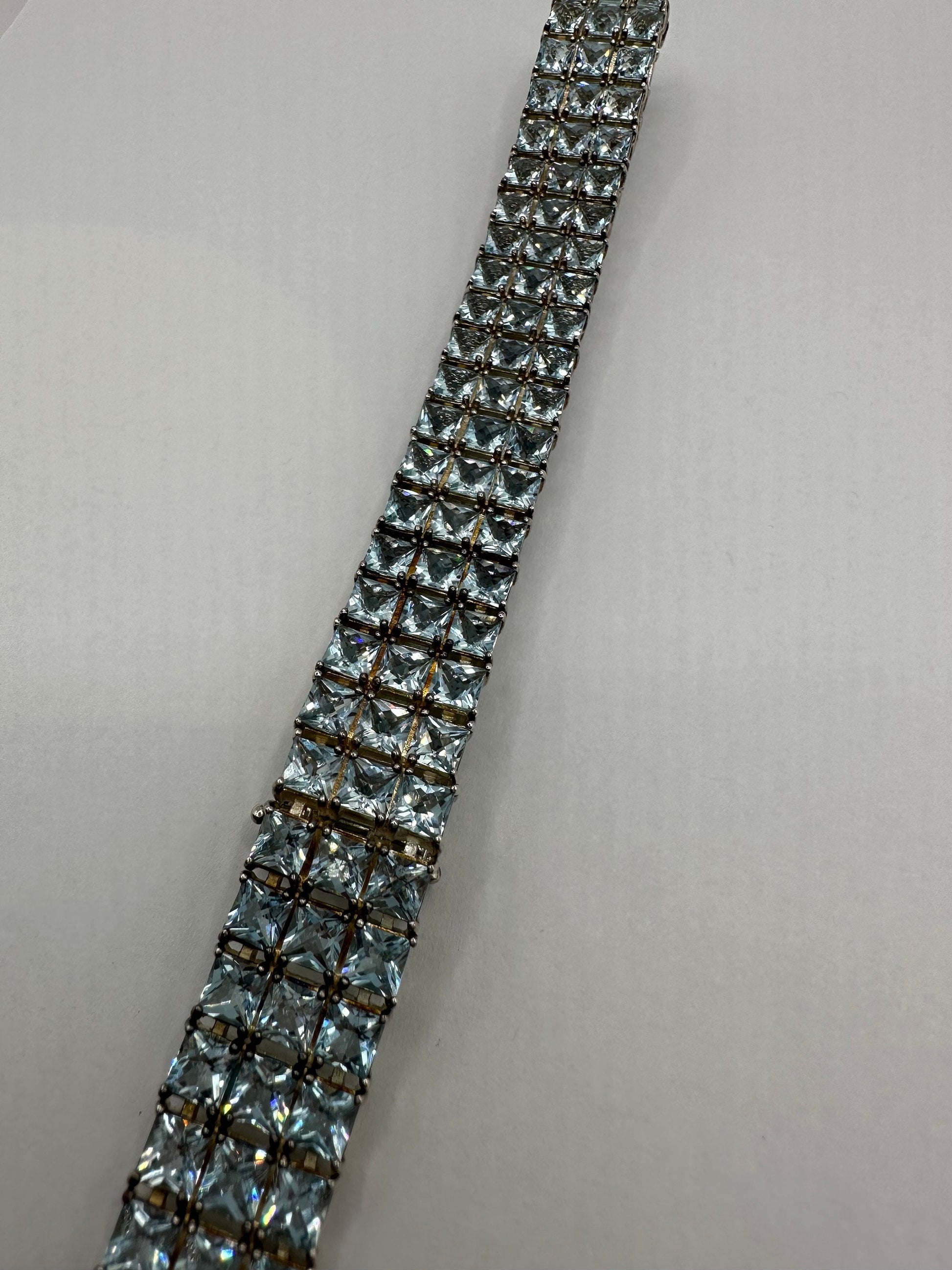 Vintage Blue Topaz Choker 925 Sterling Silver Necklace Collar