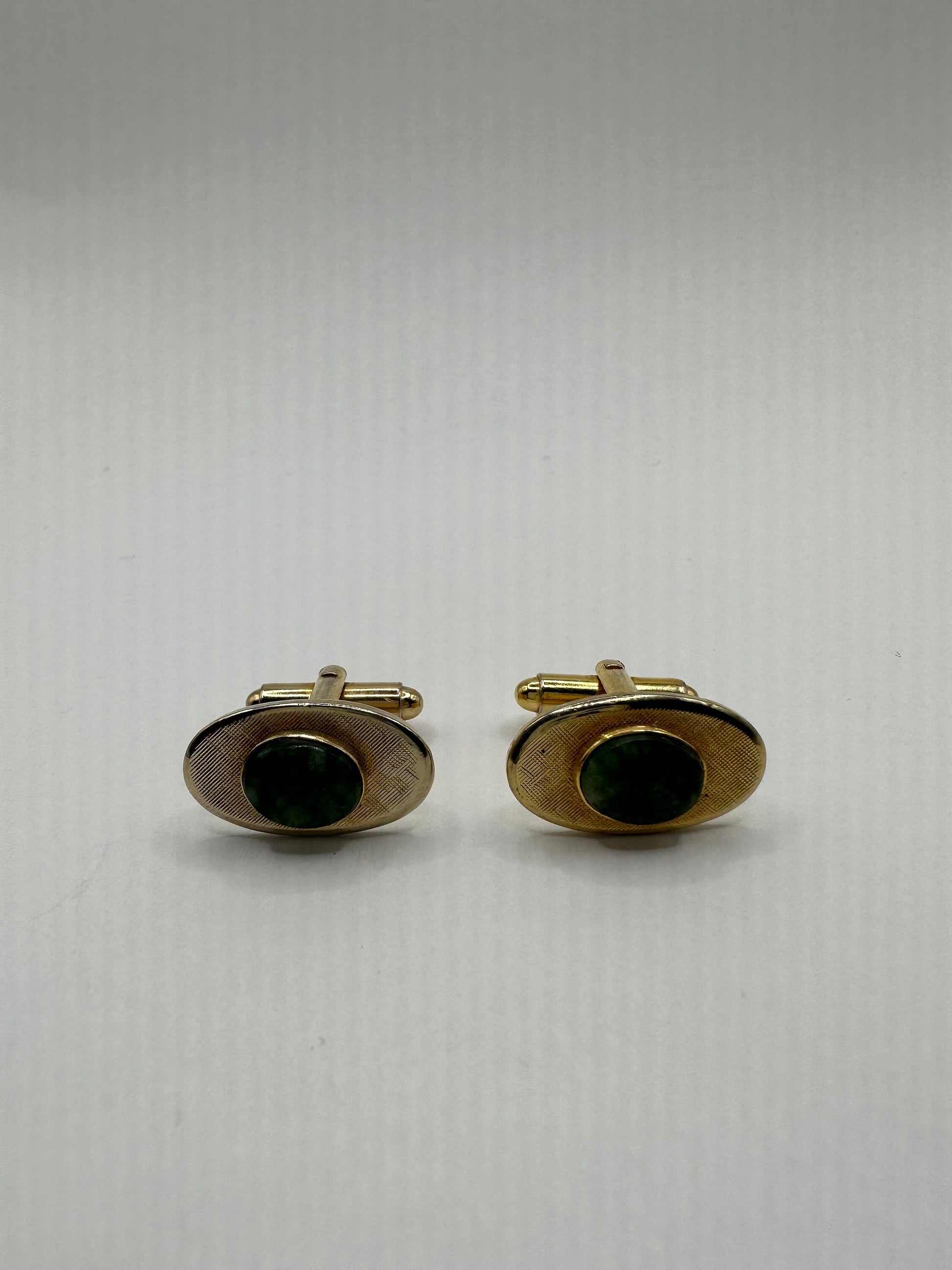 Vintage Green Nephrite Jade Cuff Links