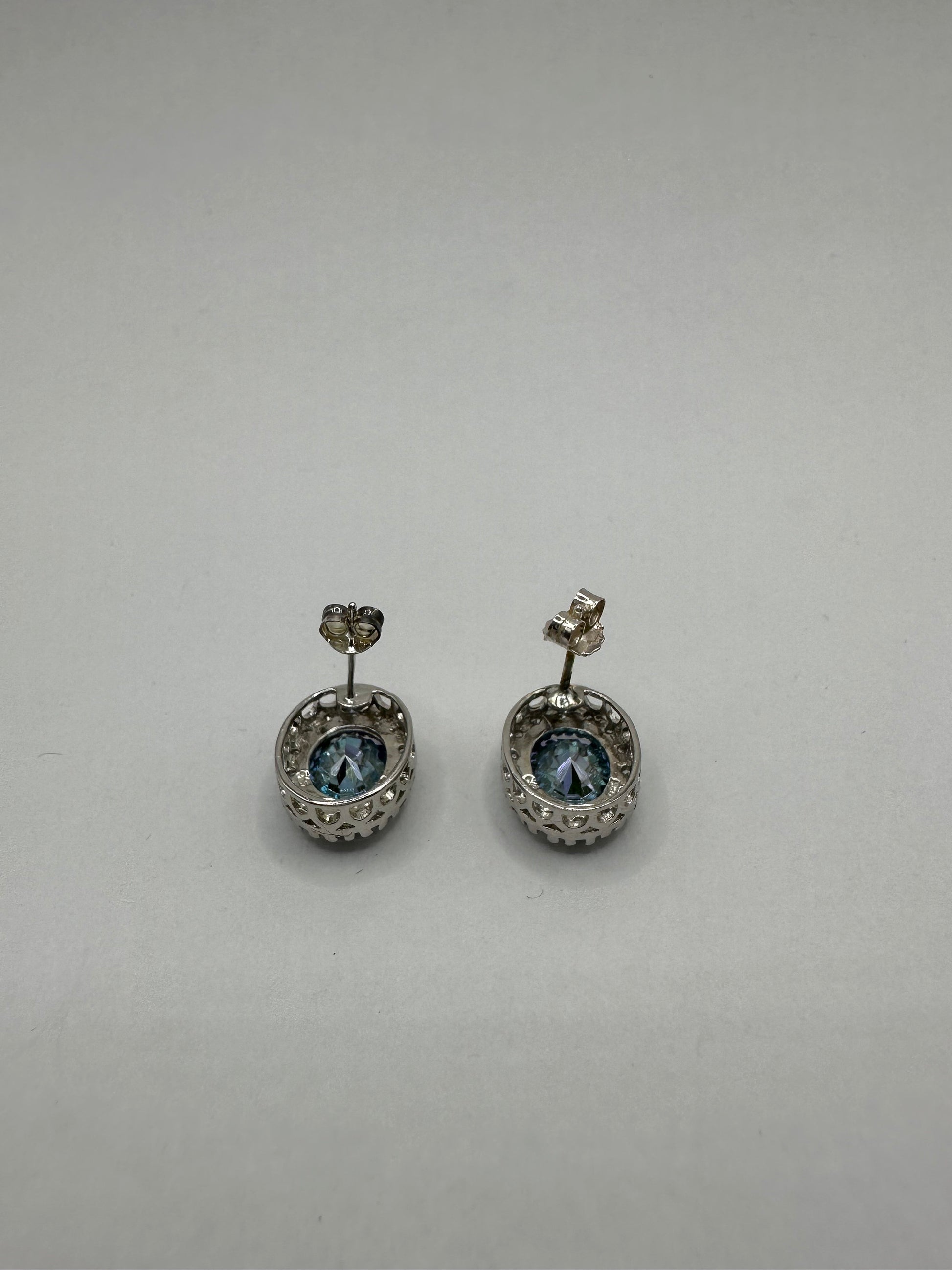 Vintage Blue Mystic Topaz White Sapphire 925 Sterling Silver Drop Earrings