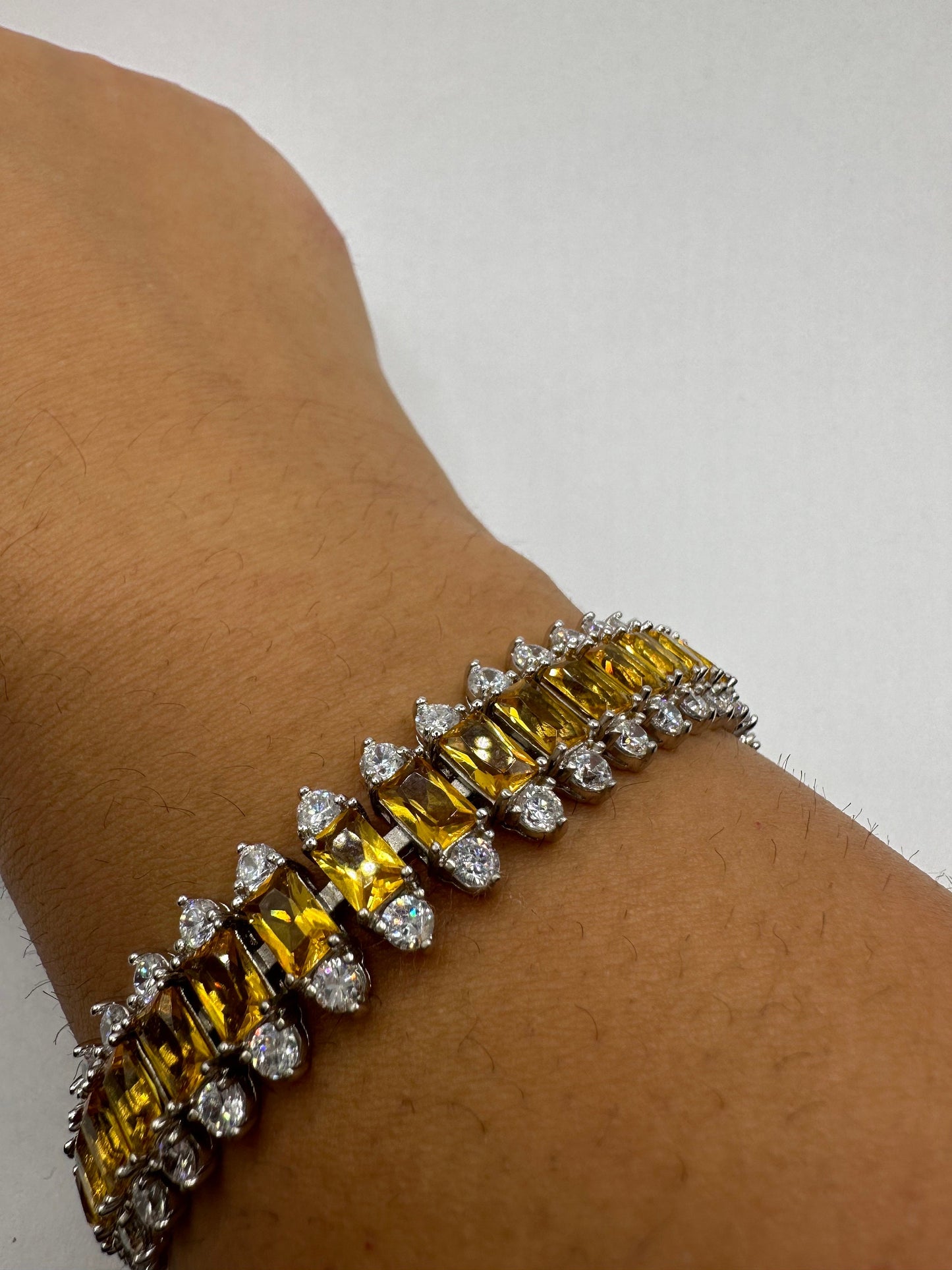 Vintage Citrine Bracelet Sterling Silver Tennis