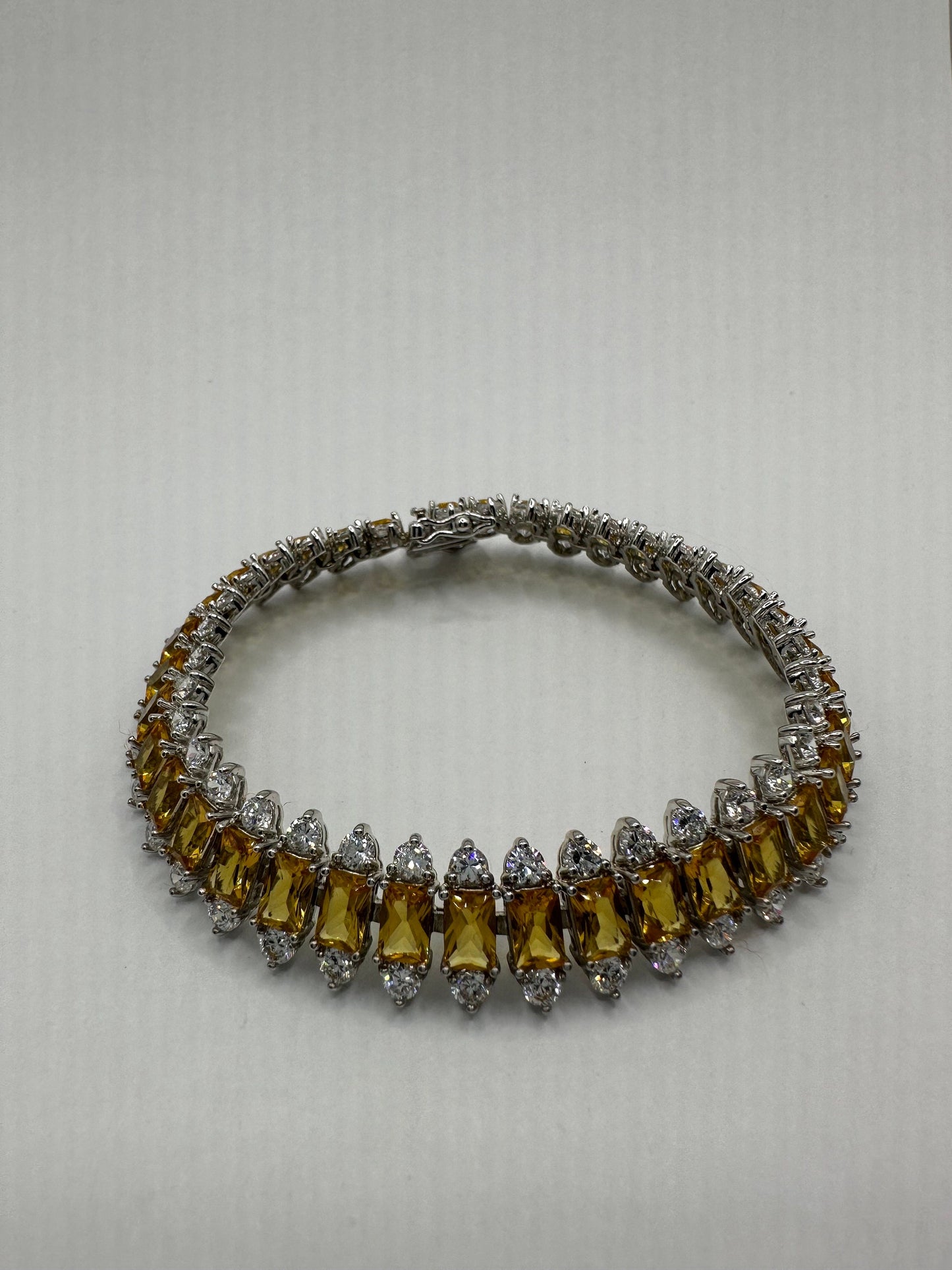 Vintage Citrine Bracelet Sterling Silver Tennis