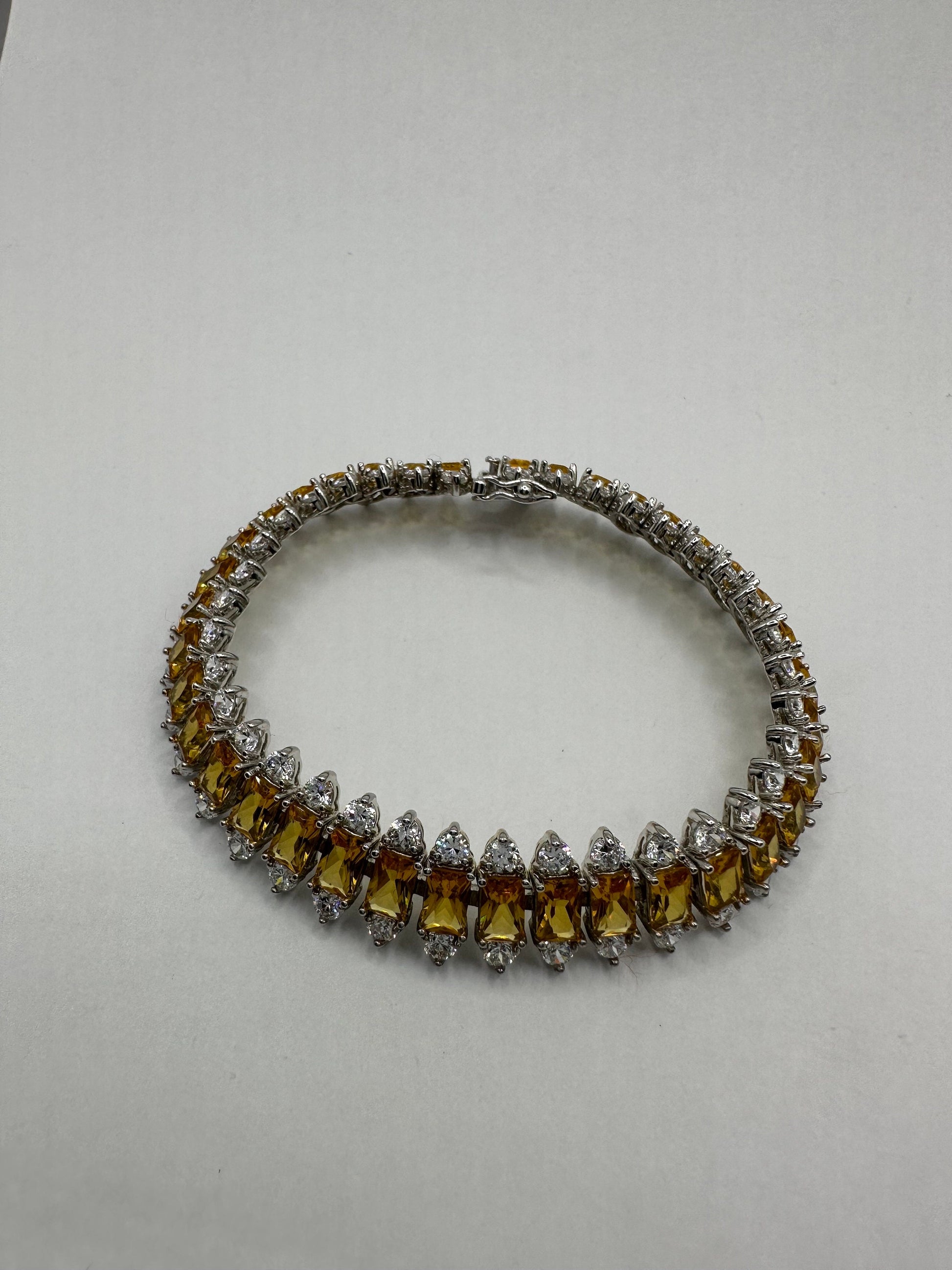 Vintage Citrine Bracelet Sterling Silver Tennis