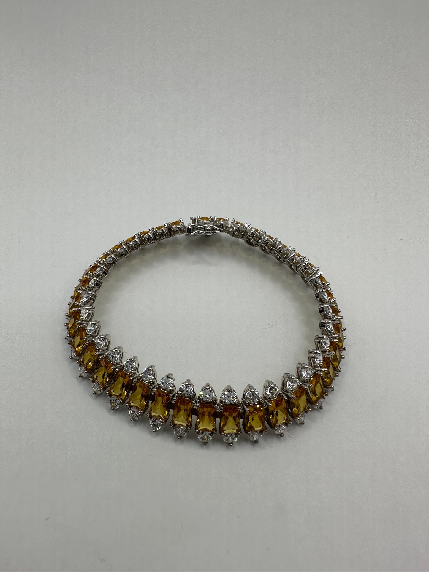 Vintage Citrine Bracelet Sterling Silver Tennis