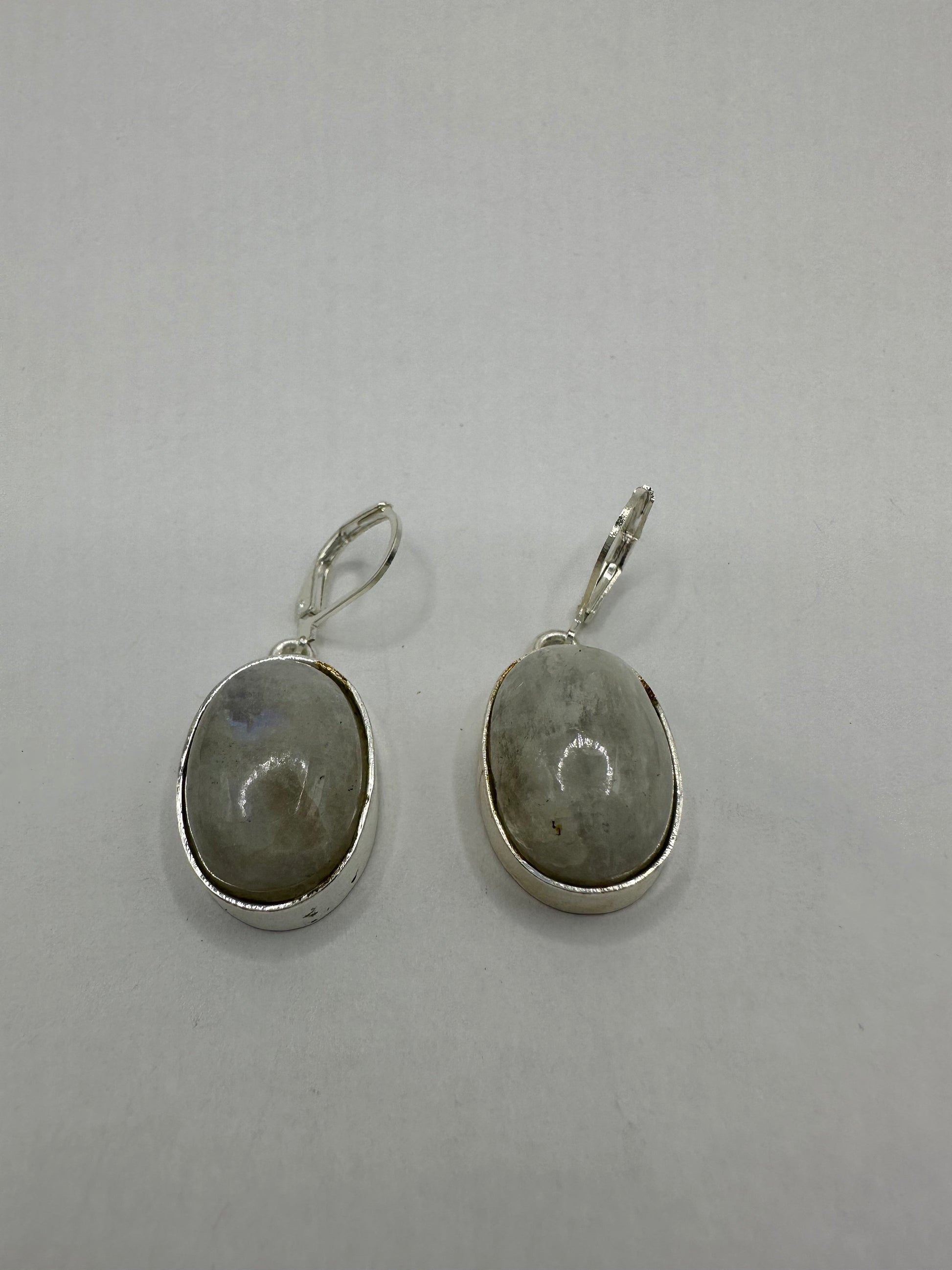 Vintage Rainbow Moonstone Sterling Silver Lever Back Dangle Earrings