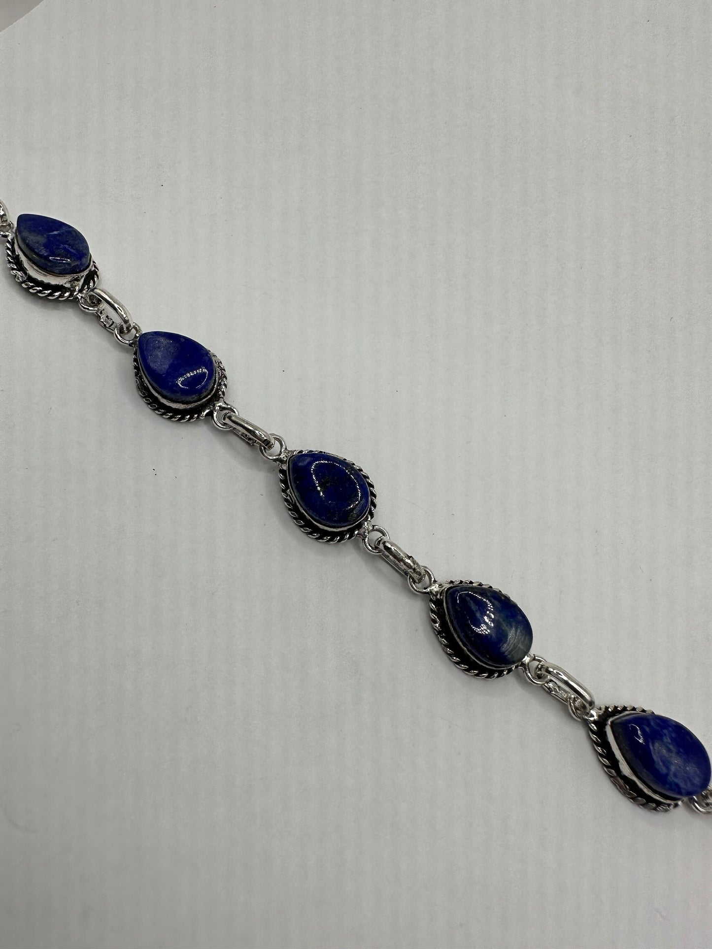 vintage Blue lapis lazuli Silver Boho Bracelet