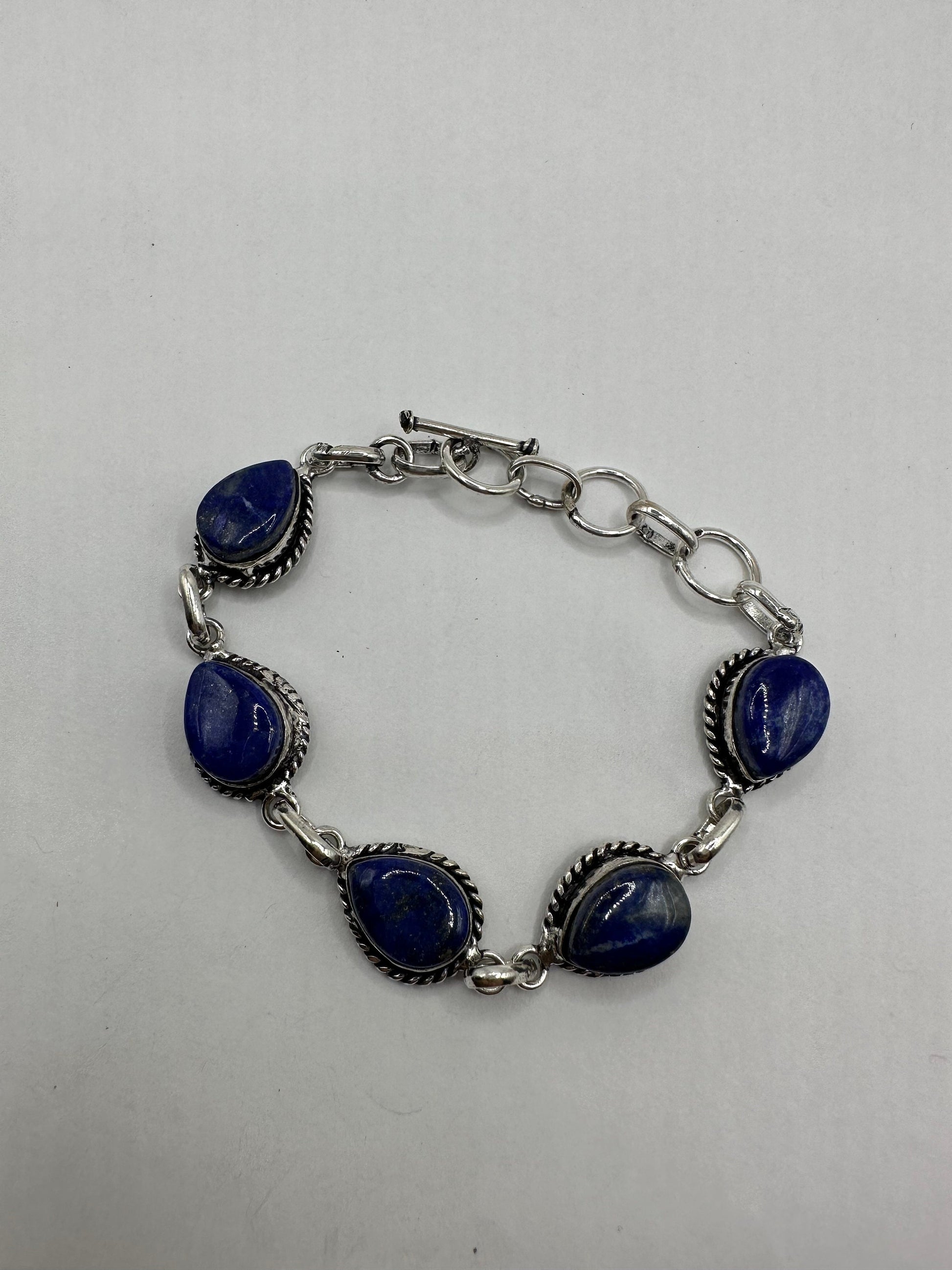 vintage Blue lapis lazuli Silver Boho Bracelet