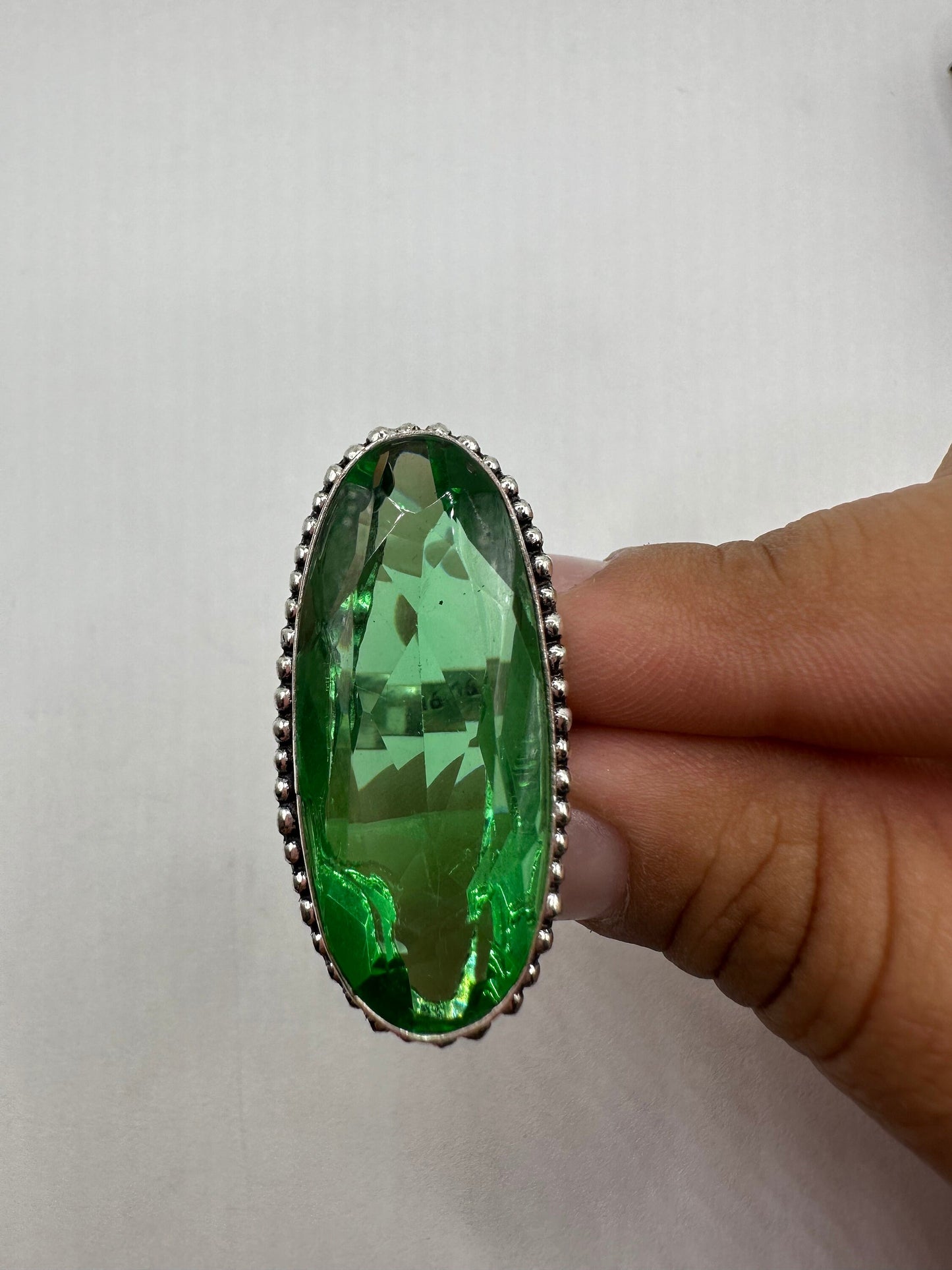 Vintage Green Antique Glass Cocktail Ring