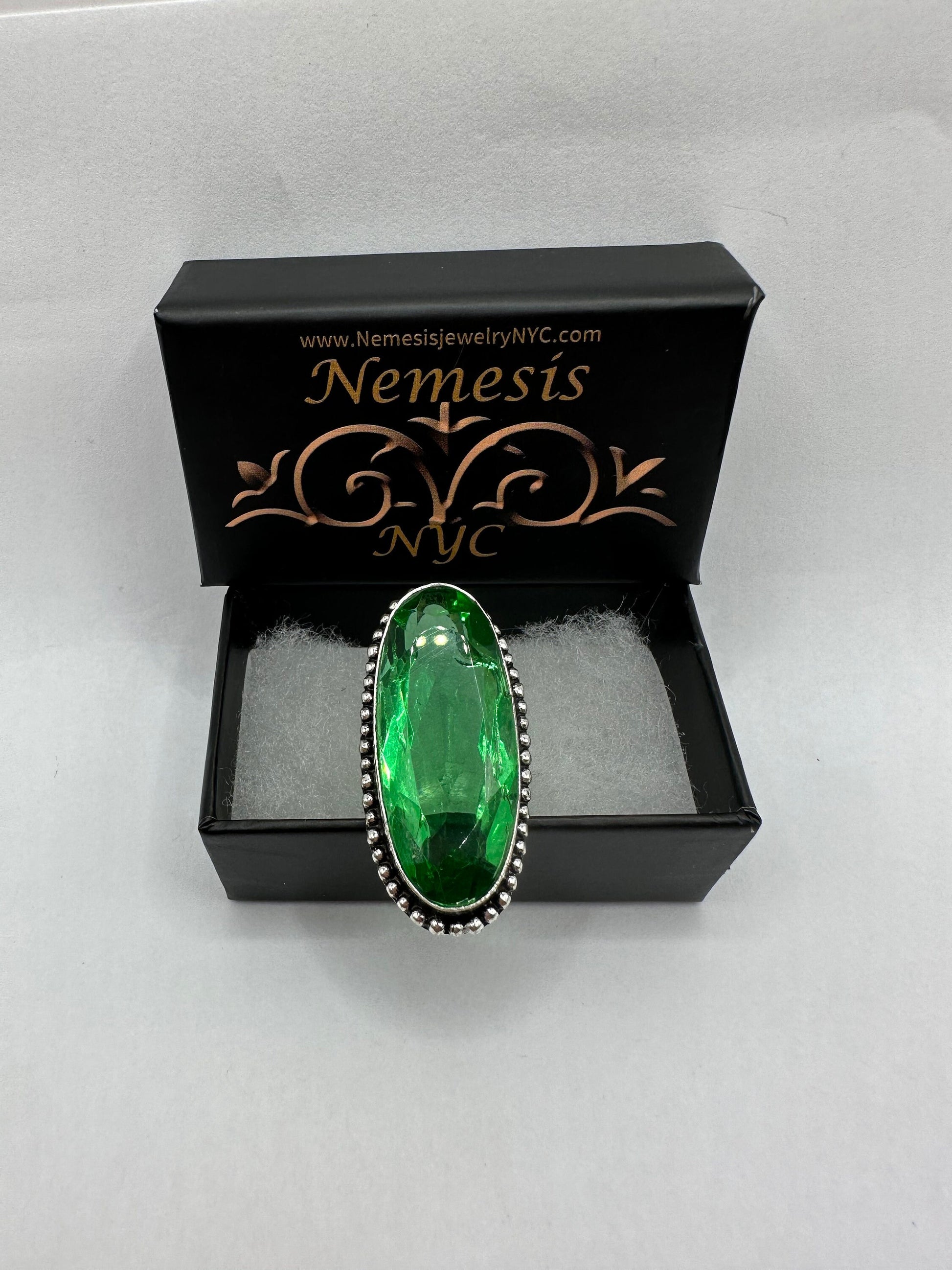 Vintage Green Antique Glass Cocktail Ring