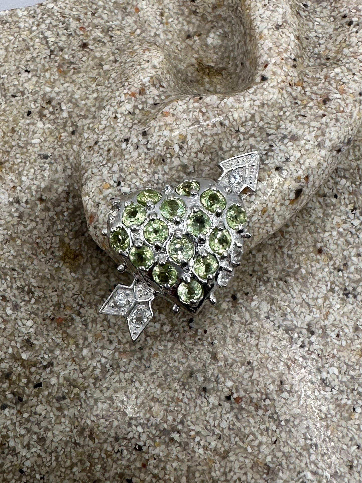 Vintage Green Peridot post 925 Sterling Silver button Earrings