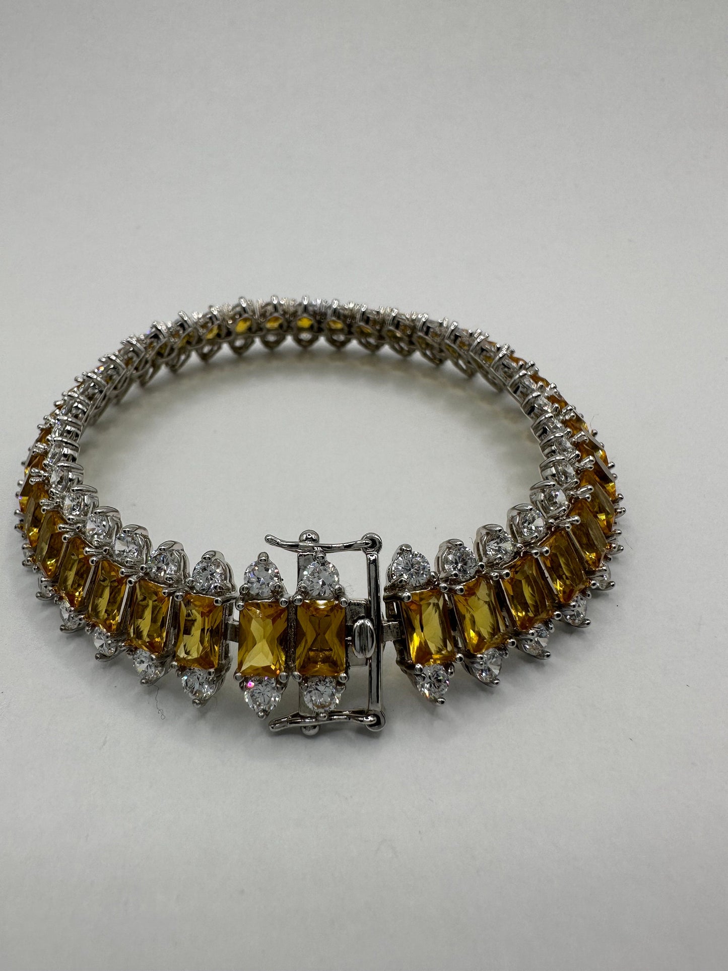 Vintage Citrine Bracelet Sterling Silver Tennis