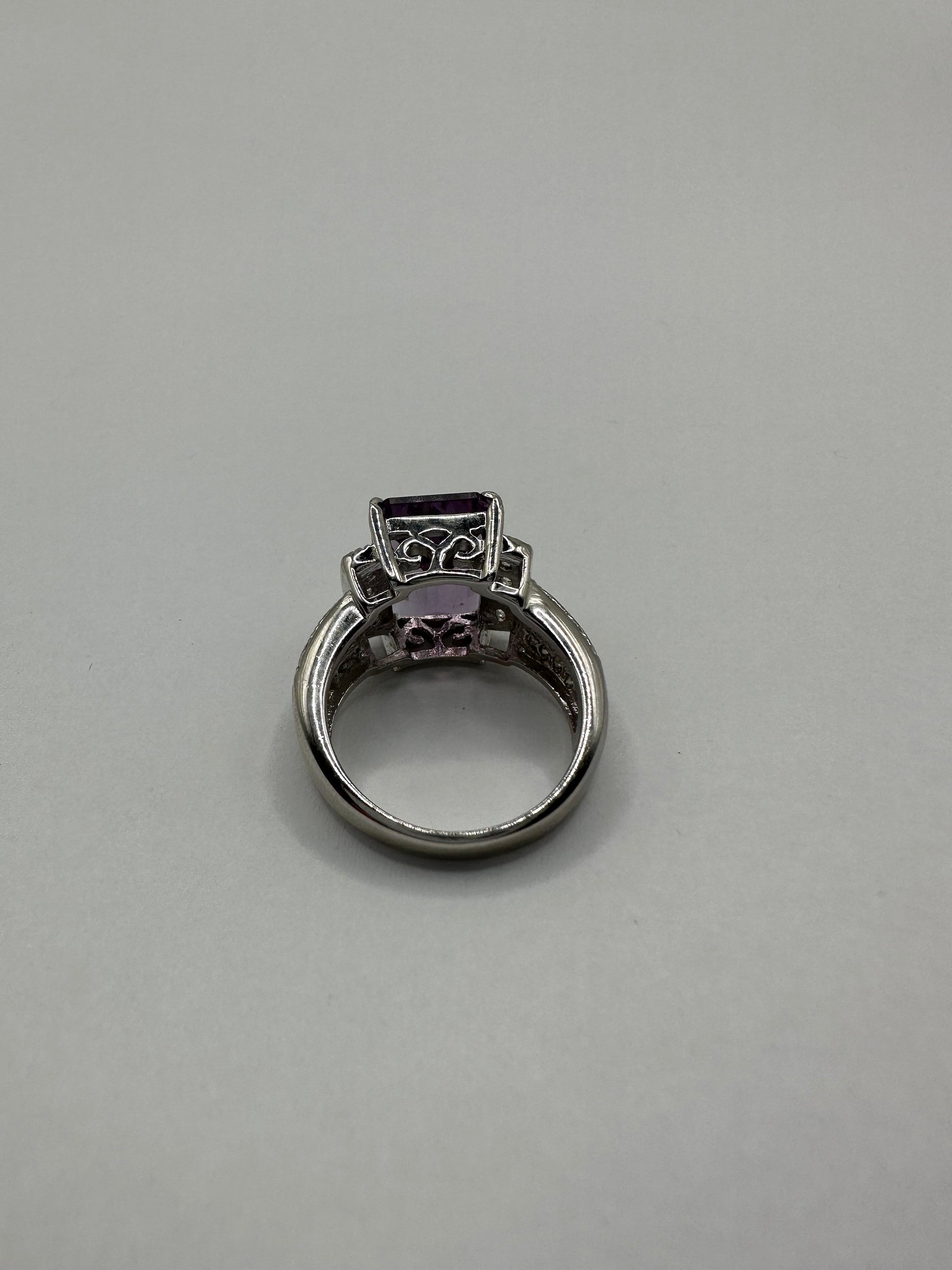 Vintage Purple Amethyst Ring 925 Sterling Silver Deco Size 7