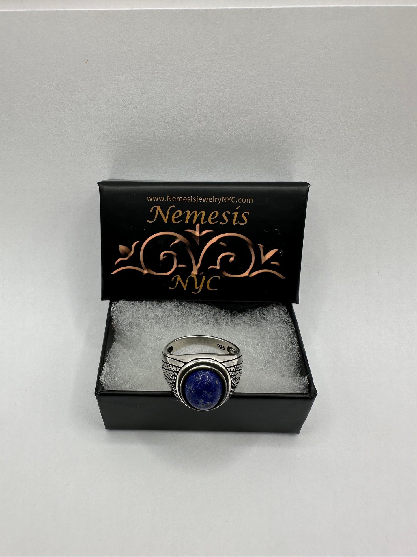 Vintage Blue Lapis Lazuli Mens Ring 925 Sterling Silver