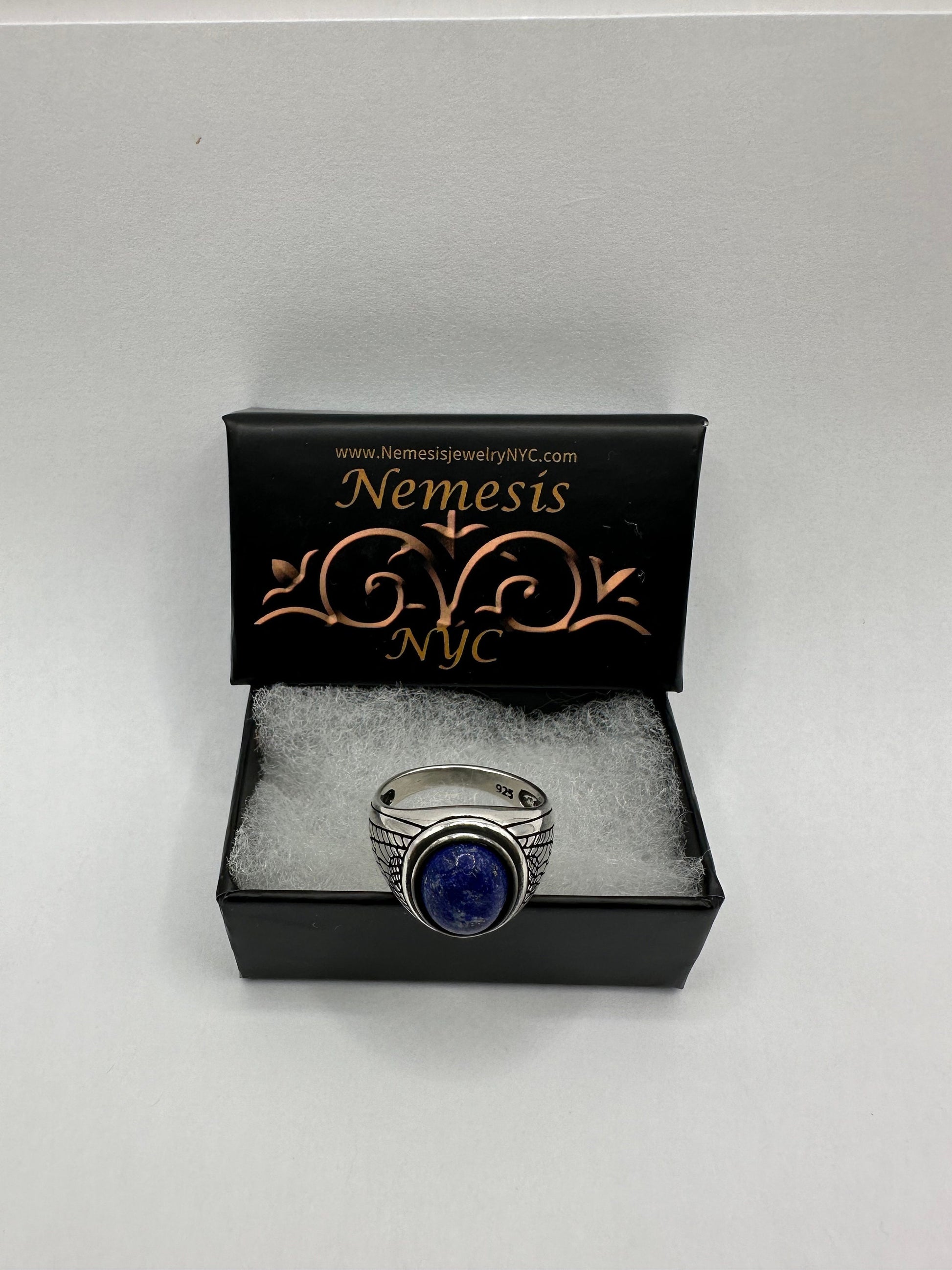 Vintage Blue Lapis Lazuli Mens Ring 925 Sterling Silver