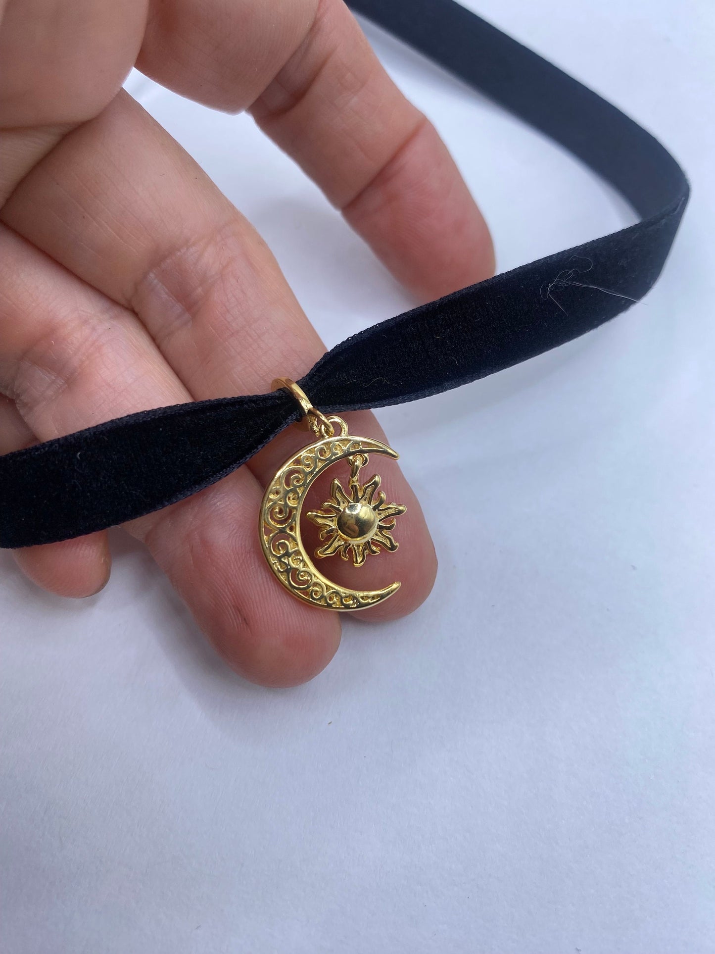 Vintage Star and Crecent Moon of Islam Choker Muslim Gold Filled Deco Etched Necklace