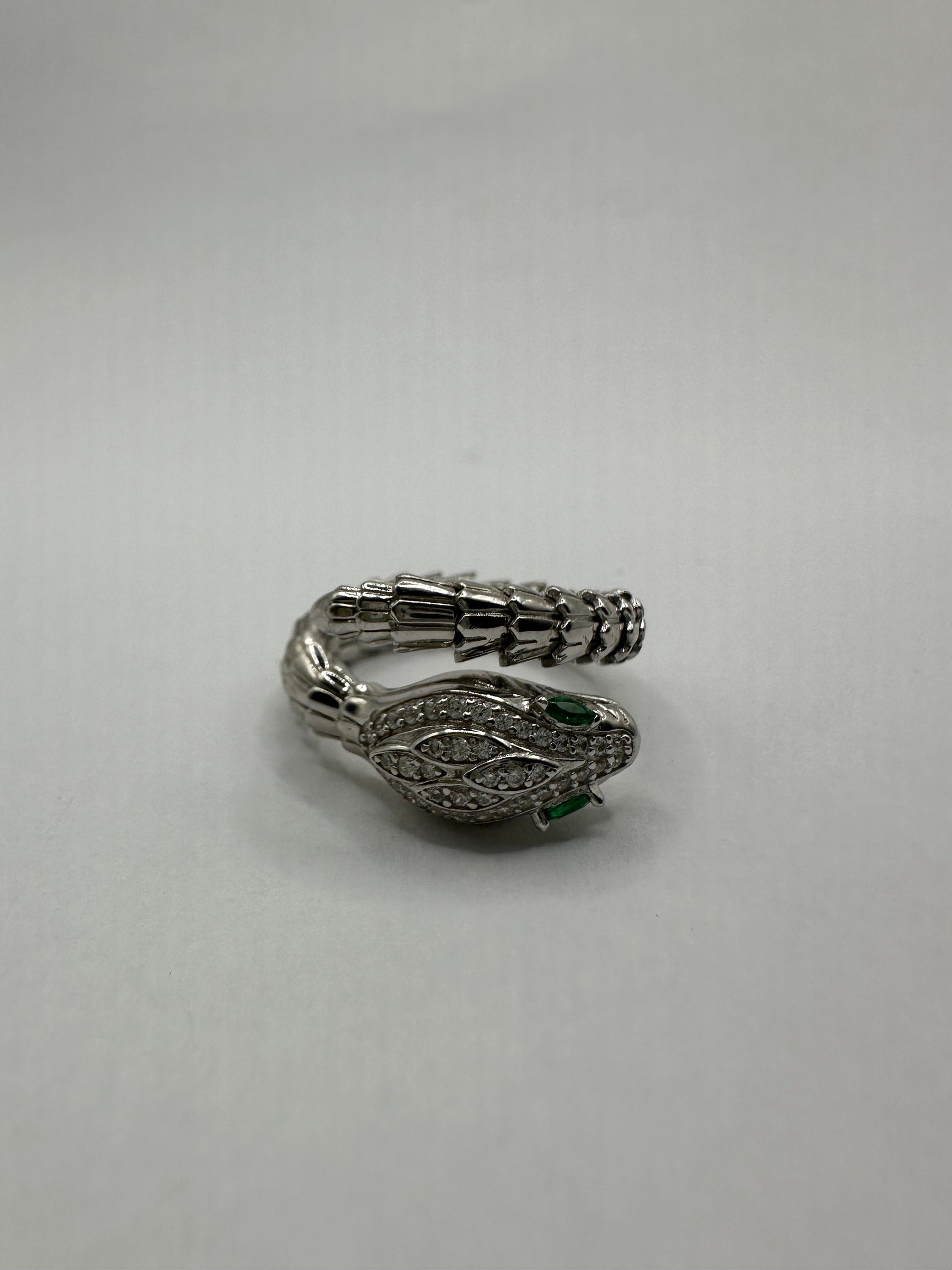 Vintage Snake Ring 925 Sterling Silver Crystal Size 8