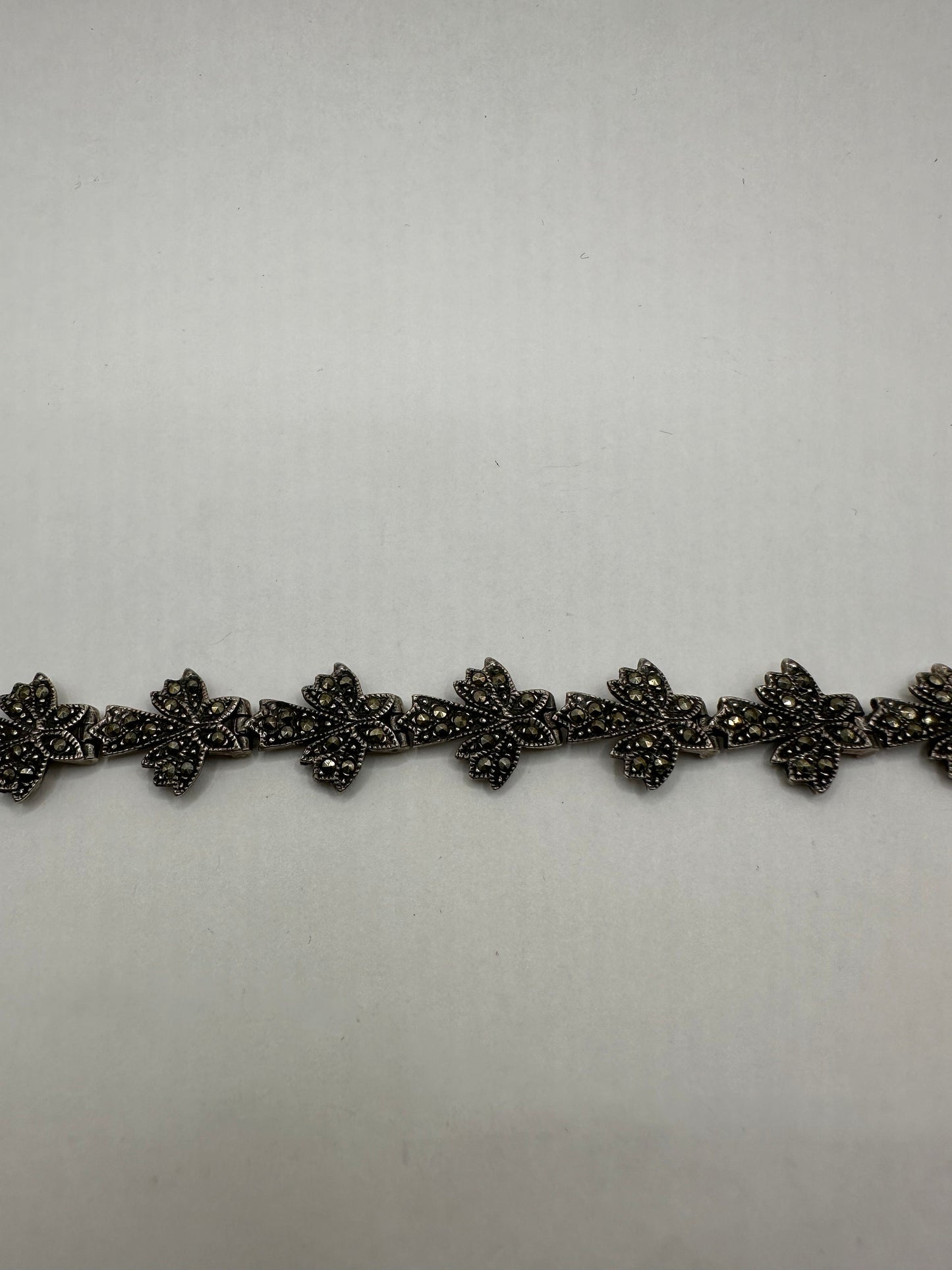 Marcasite Bracelet in 925 Sterling Silver Vintage Handmade 7.5 Inch