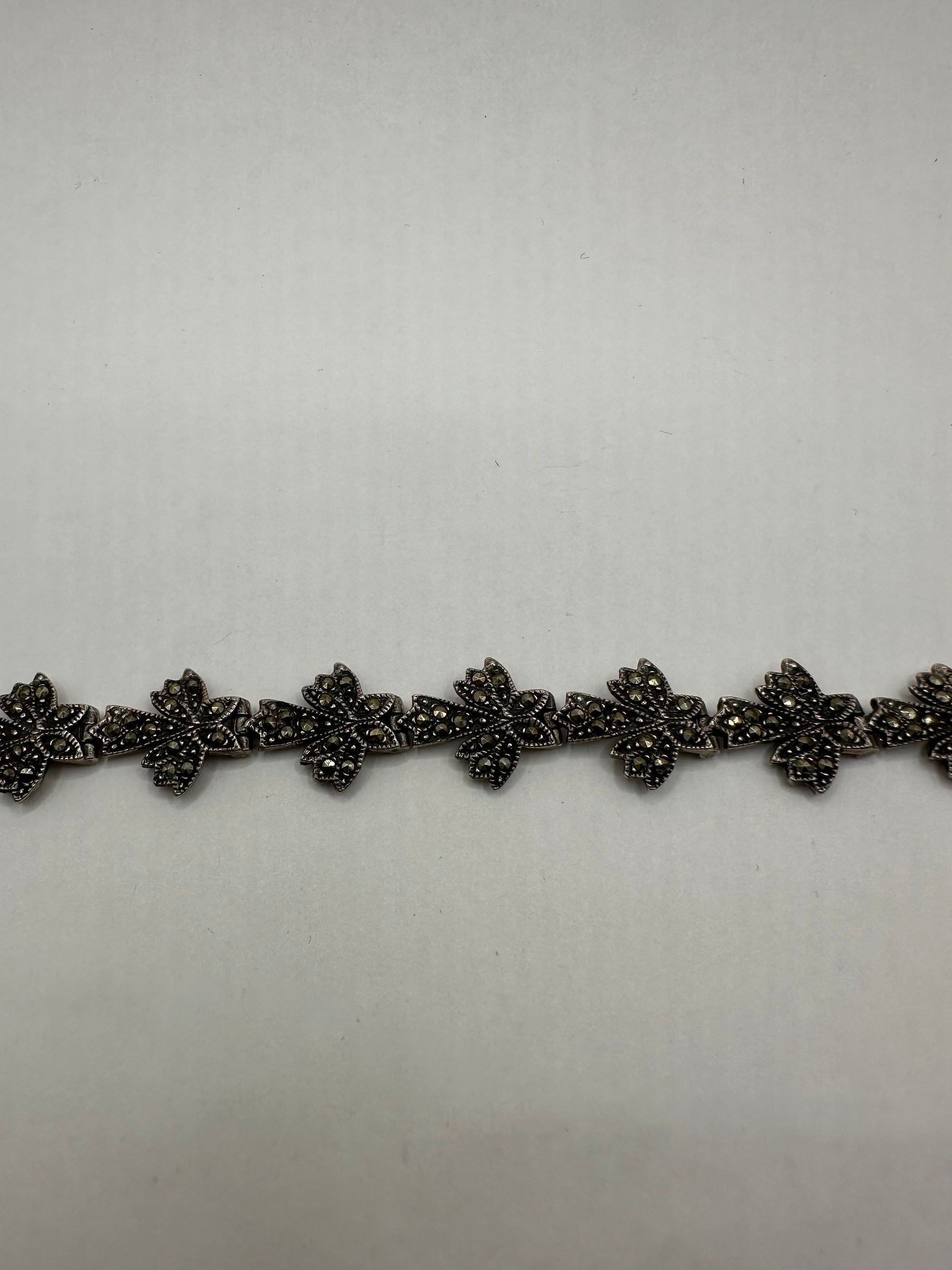 Marcasite Bracelet in 925 Sterling Silver Vintage Handmade 7.5 Inch