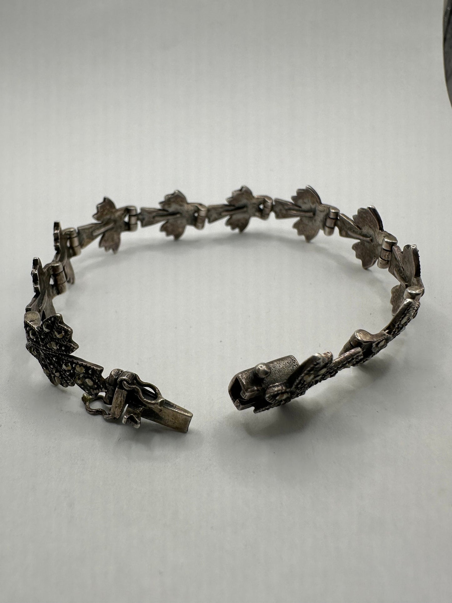Marcasite Bracelet in 925 Sterling Silver Vintage Handmade 7.5 Inch