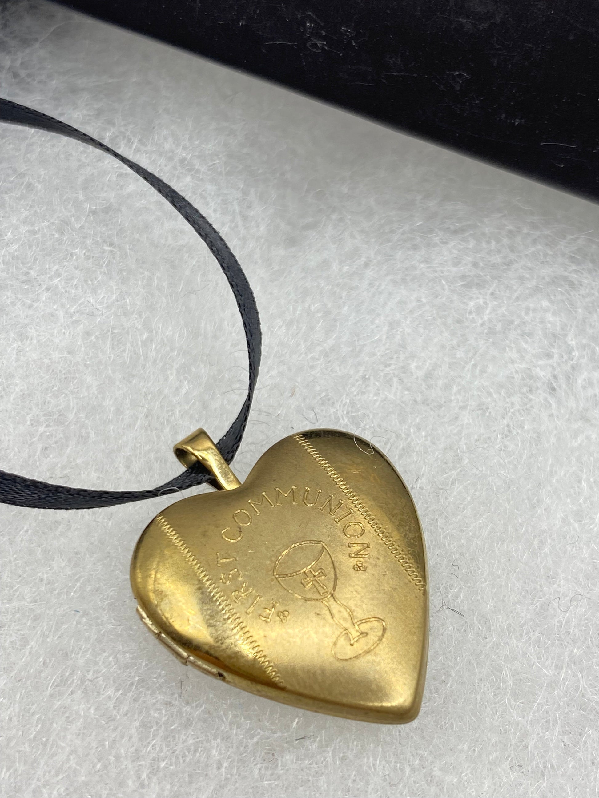 Vintage Heart First Communion Locket Choker Gold Filled Necklace